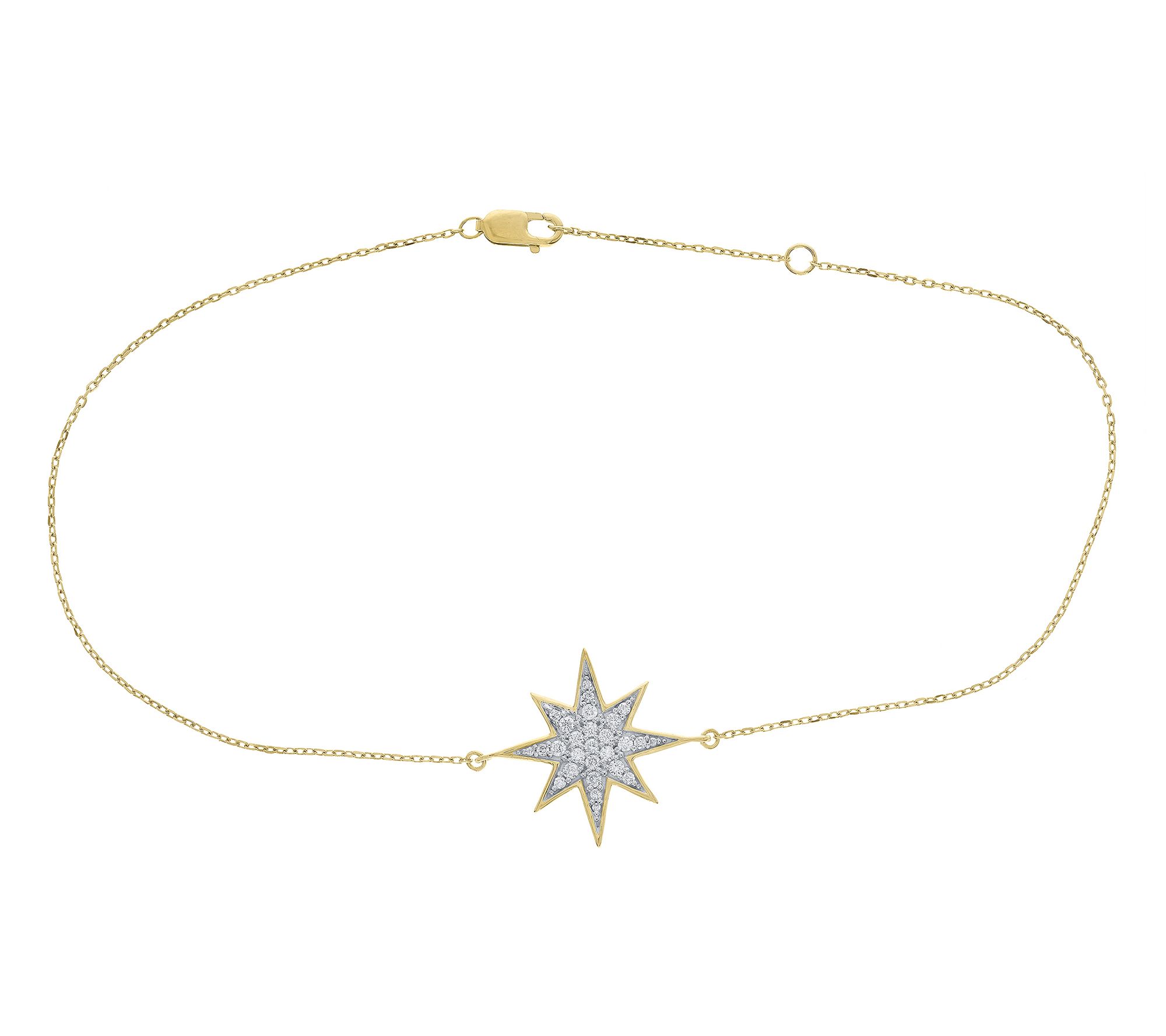 Affinity Diamonds Star Ankle Bracelet, 14K Gold Plated