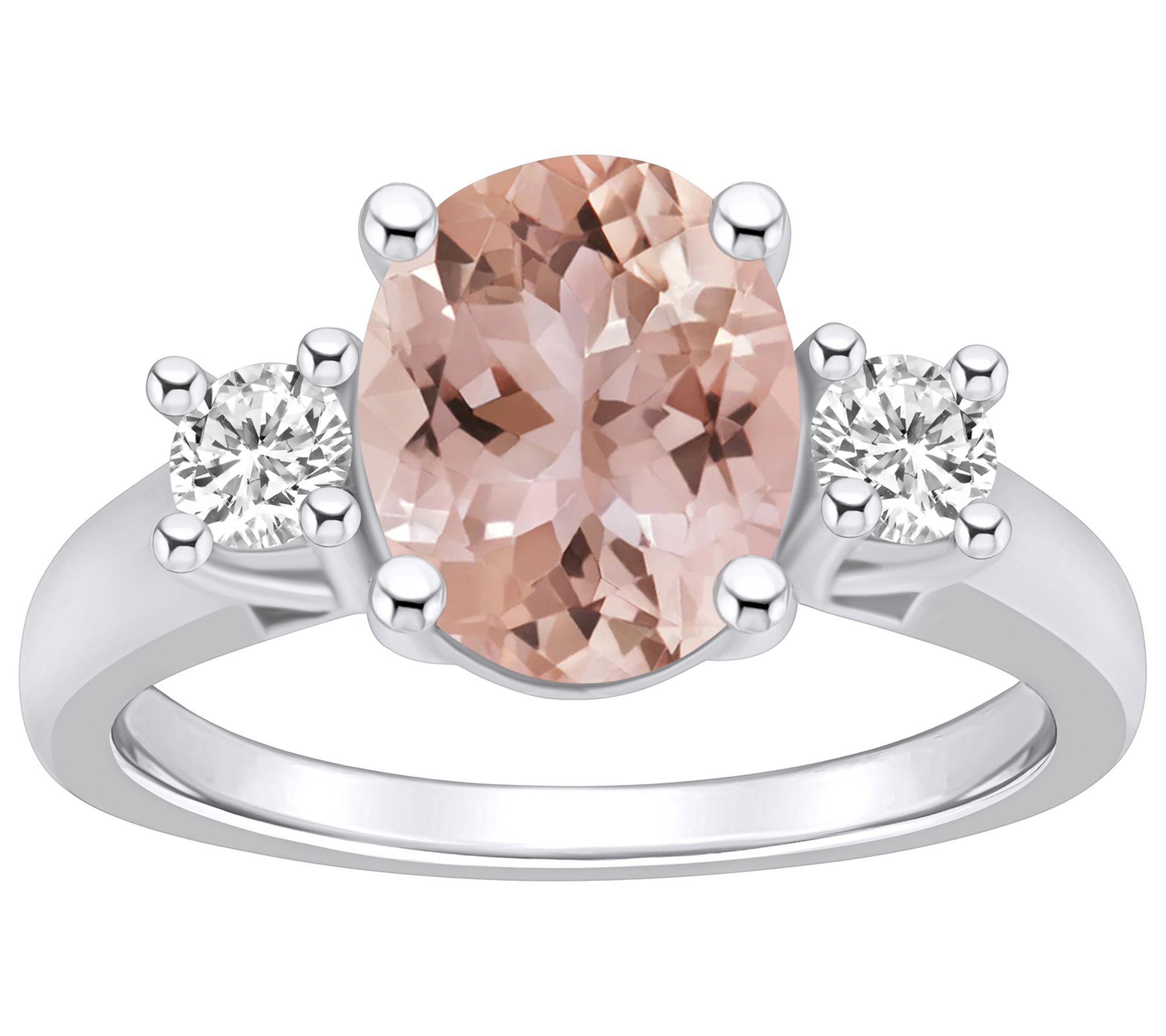 Affinity Gems Oval Cut Morganite & Diamond Ring , 14K Gold