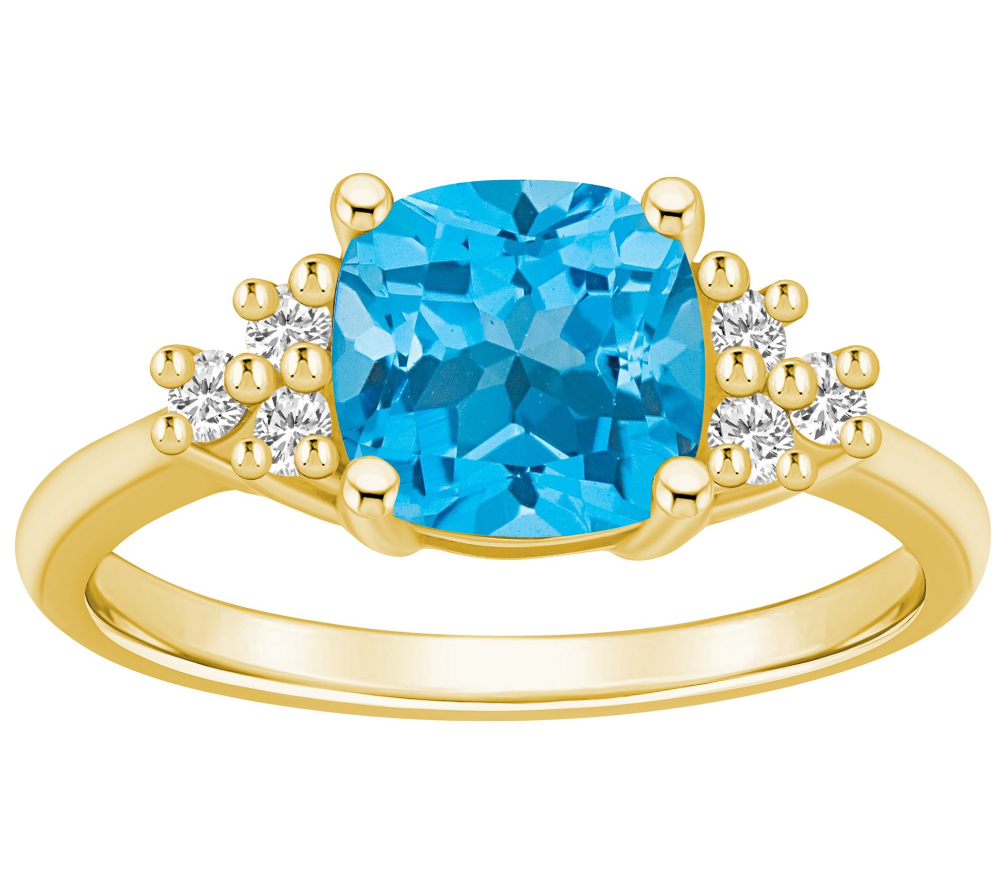 Affinity Gems Cushion-Cut Gemstone & Diamond Rig, 14K Gold
