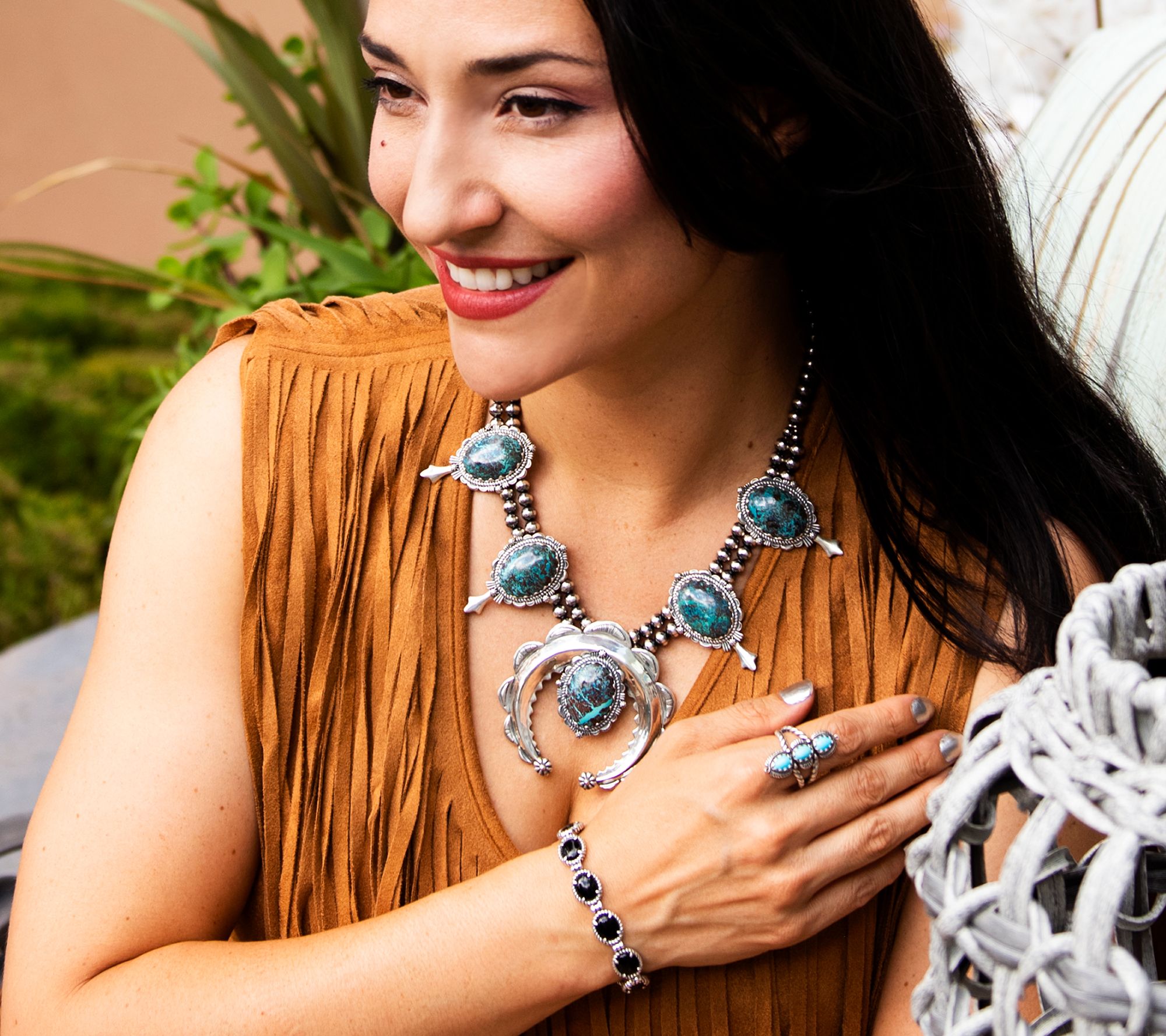 American West Sterling Silver 3 Stone Blue Turquoise Ring