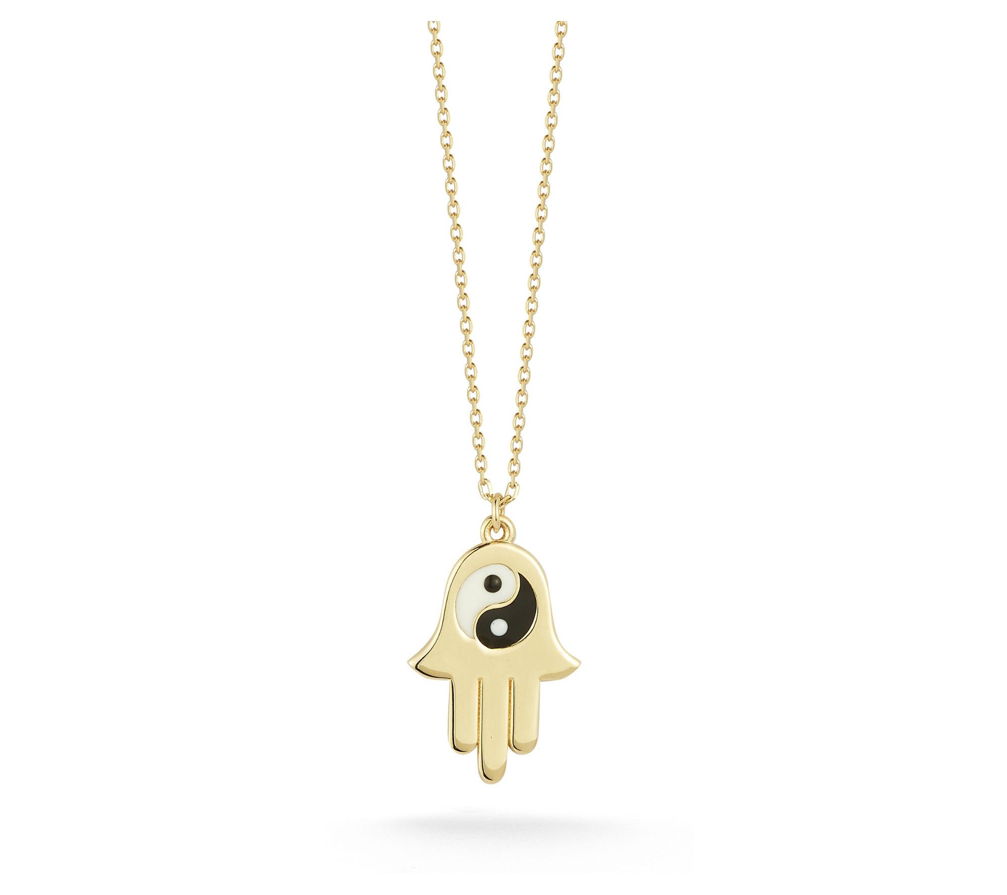 Luminosa Gold Yin Yang Hamsa Hand Pendant w/ Chin, 14K