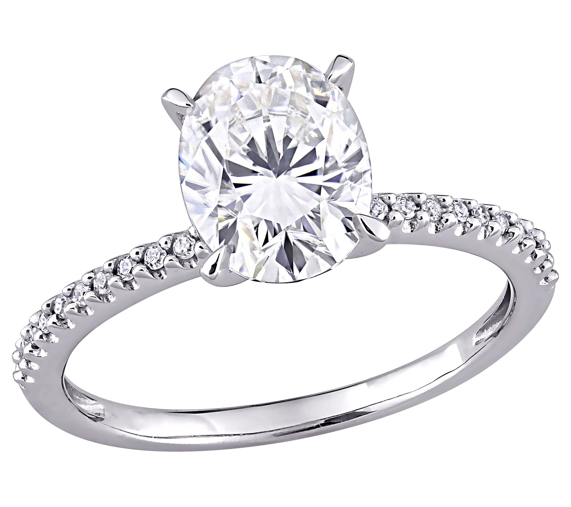  MoissanIce Moissanite 1.95 cttw & Diamond Accent Ring, 14K