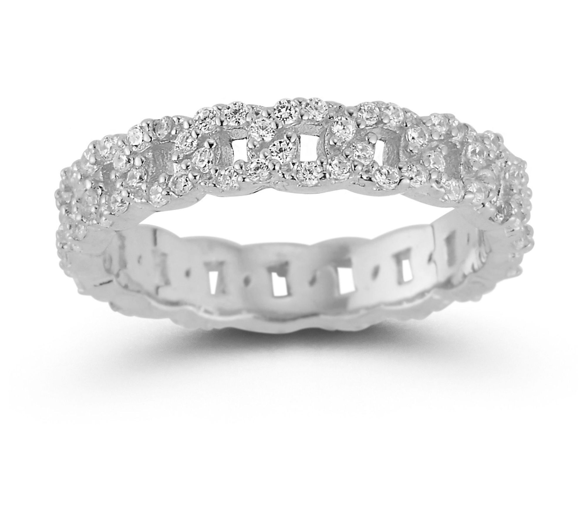 Sterlina Silver Pave Curb Band Ring, Sterling