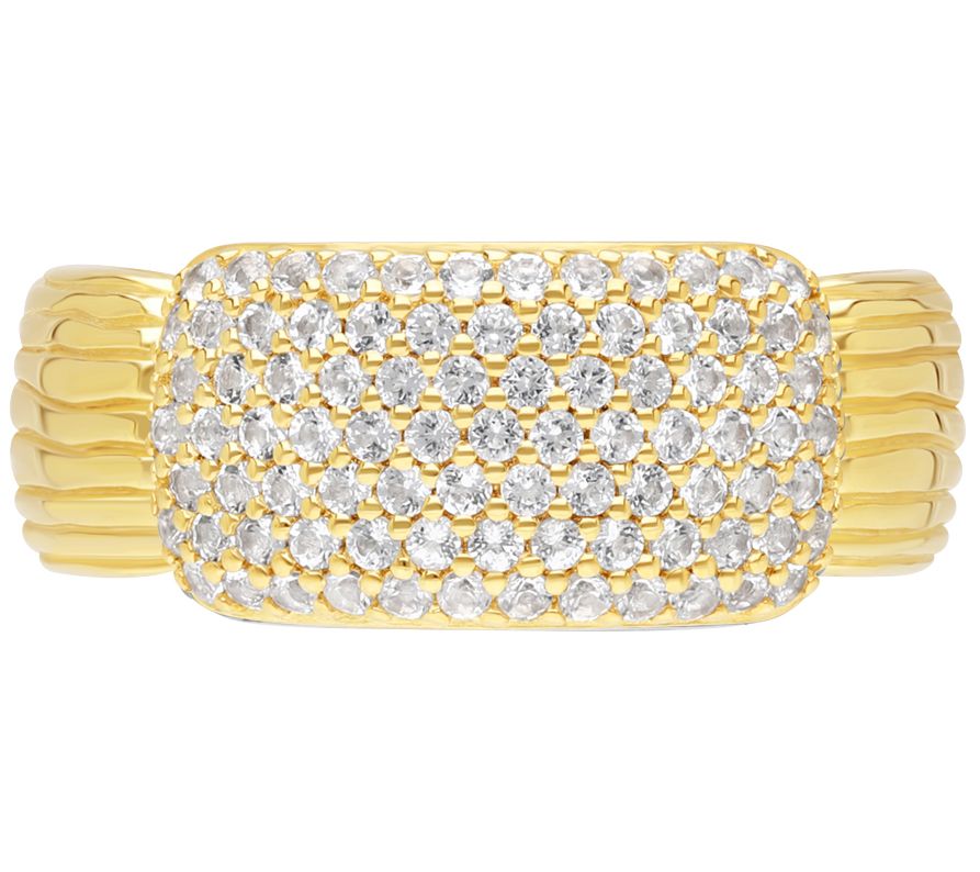 Ariva 18K Gold Clad White Topaz Pave Carissa Ring