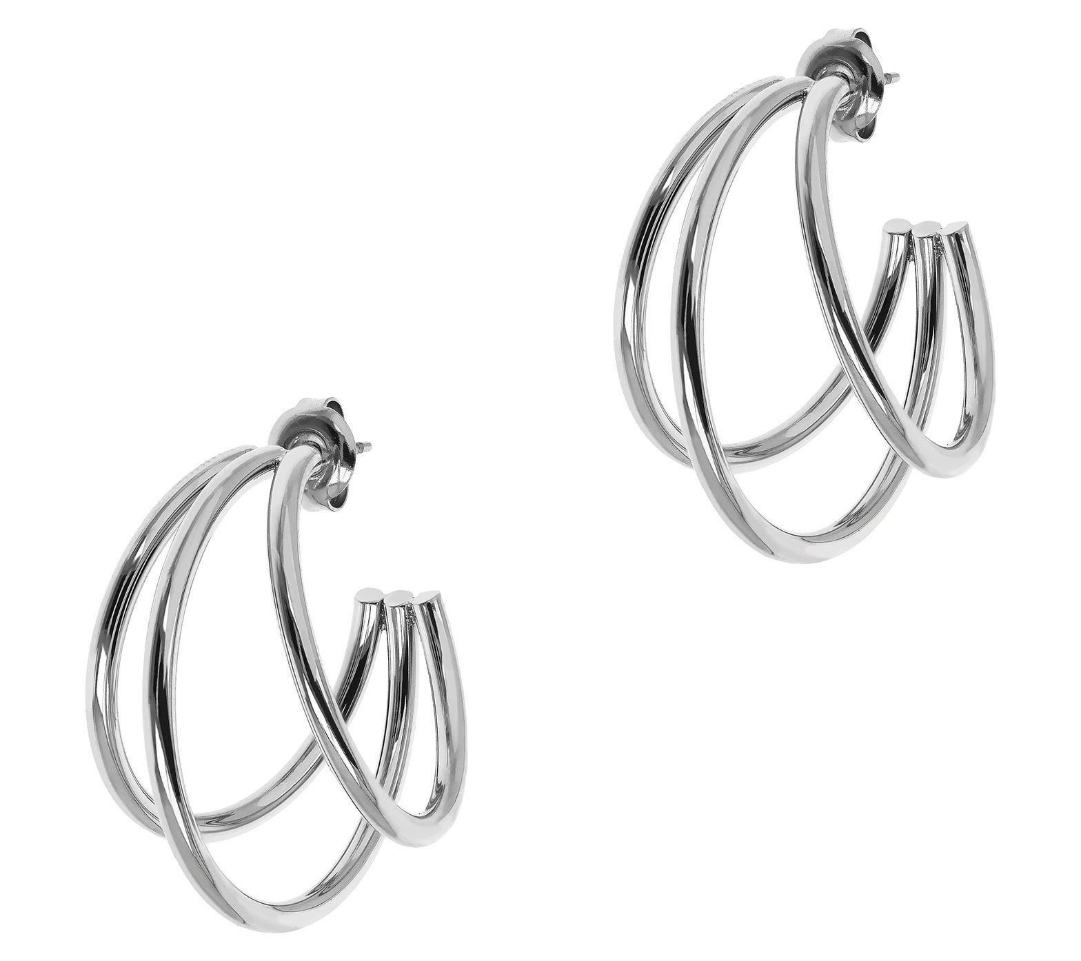 Steel by Design Polished Open Triple Hoop Earrings