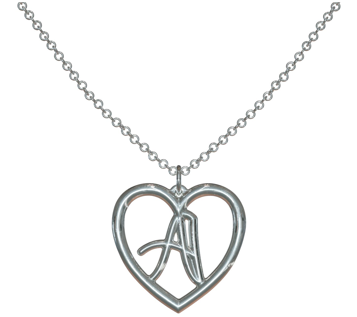 Sterling Silver Healing Hearts Initial Pendant w/ Chain