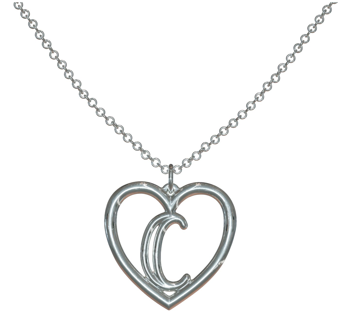 Sterling Silver Healing Hearts Initial Pendant w/ Chain