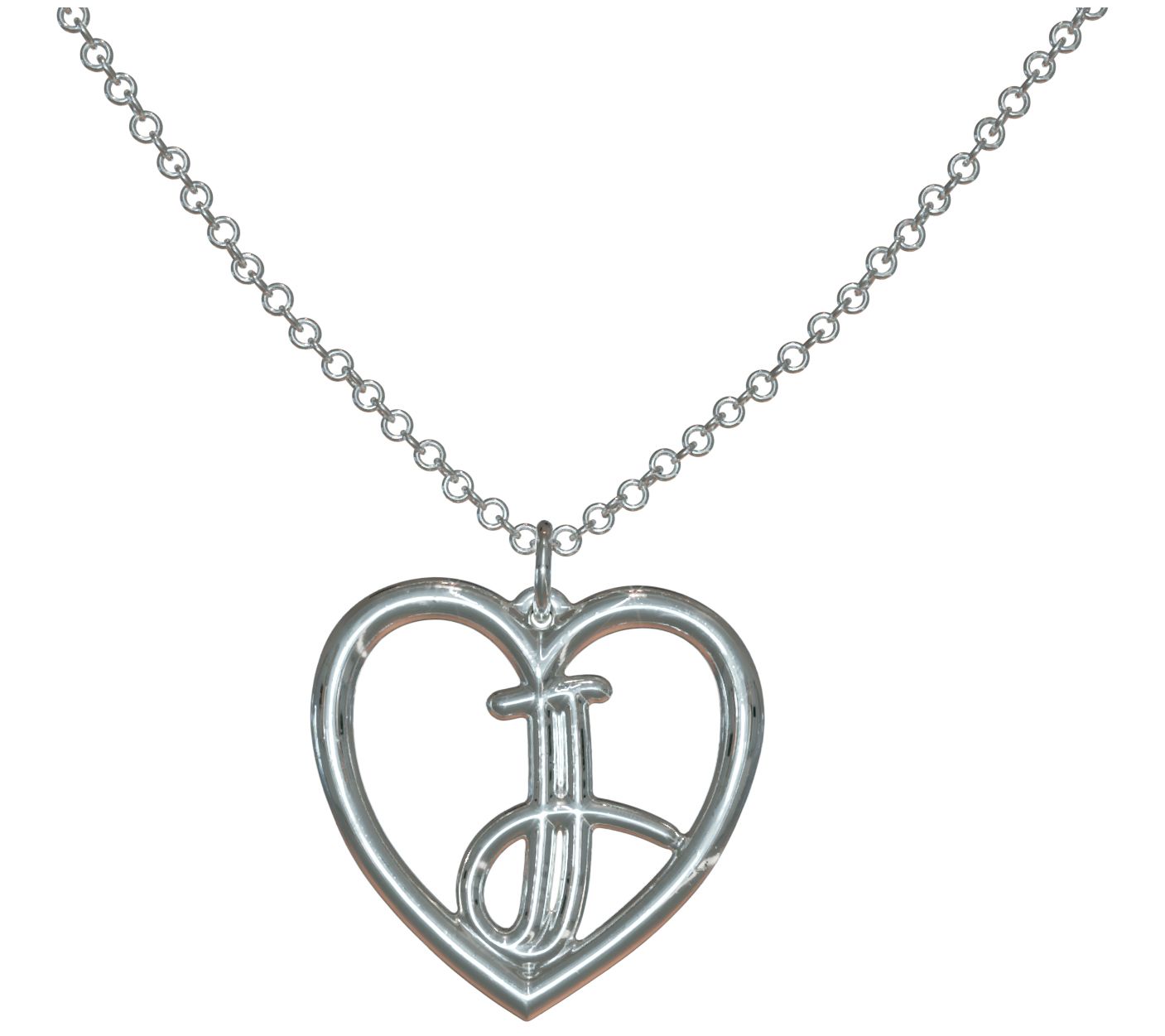 Sterling Silver Healing Hearts Initial Pendant w/ Chain