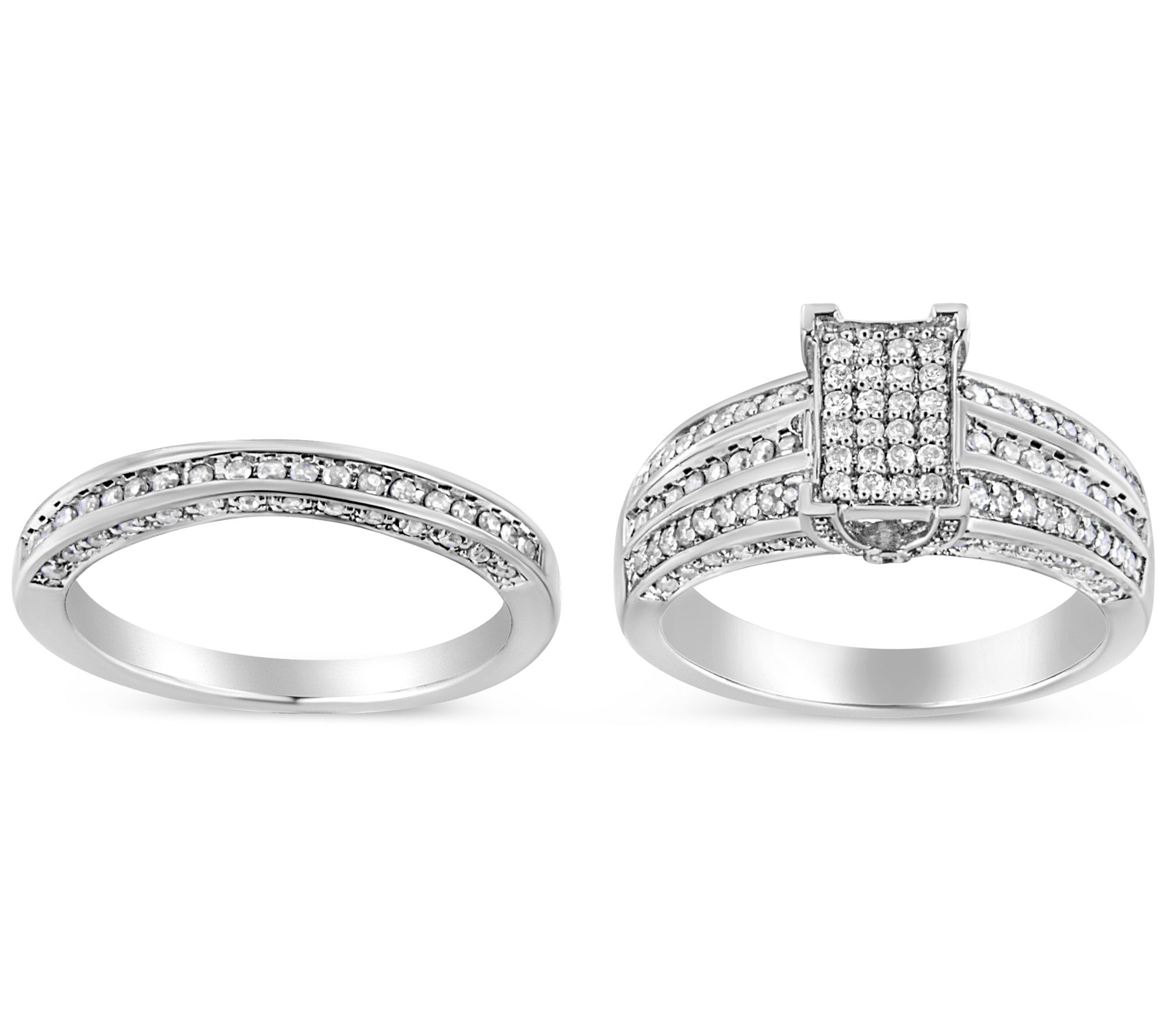 Haus of Brilliance 0.75 Cttw Diamond Ring Set, Sterling