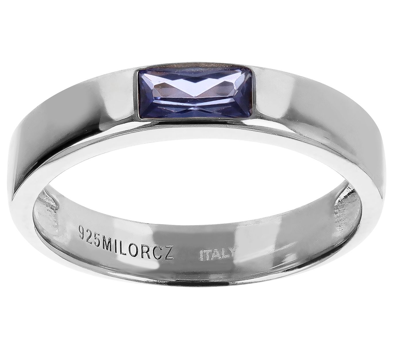 Diamonique Italia Baguette Stackable Band Ring, Sterling
