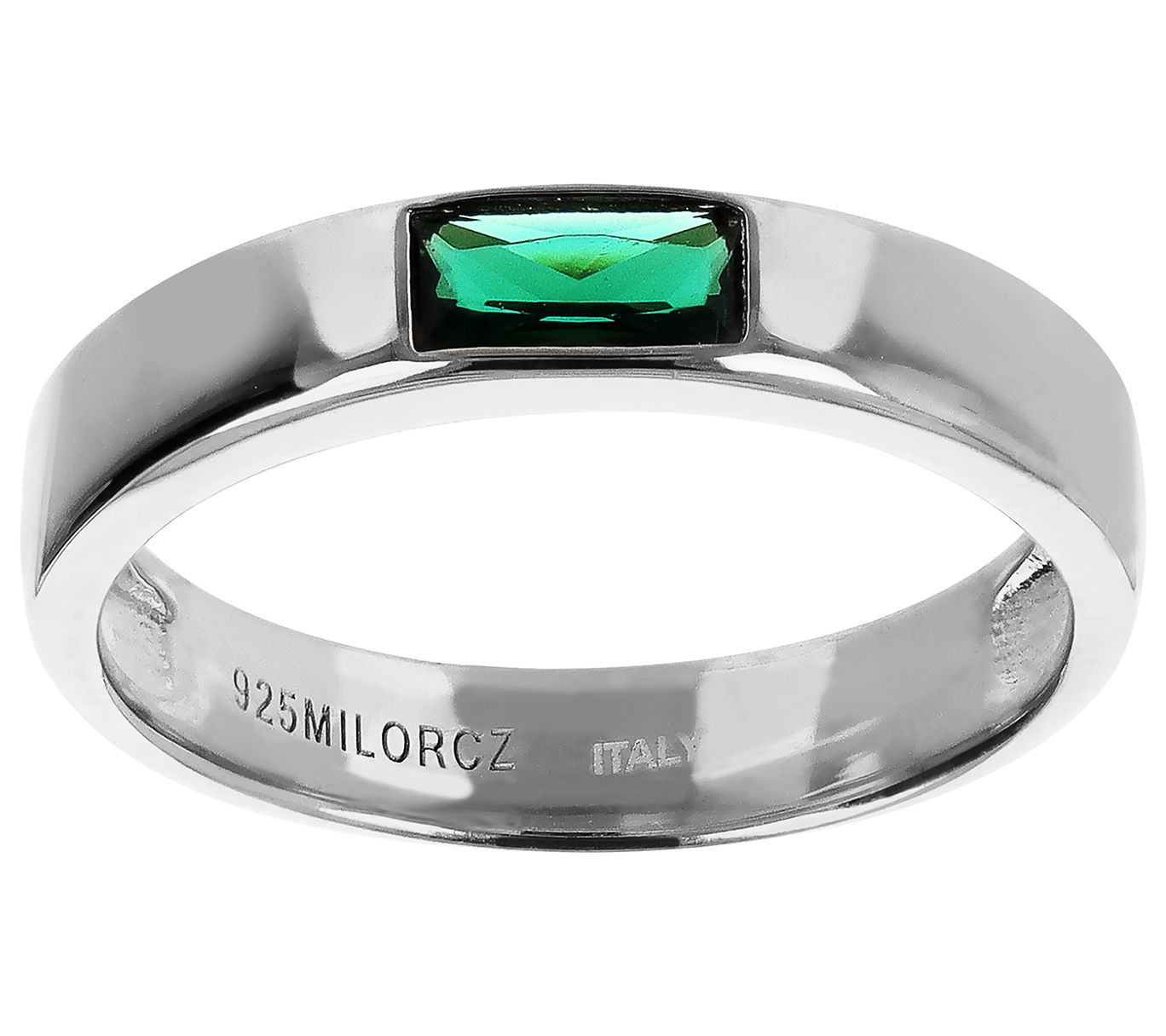 Diamonique Italia Baguette Stackable Band Ring, Sterling