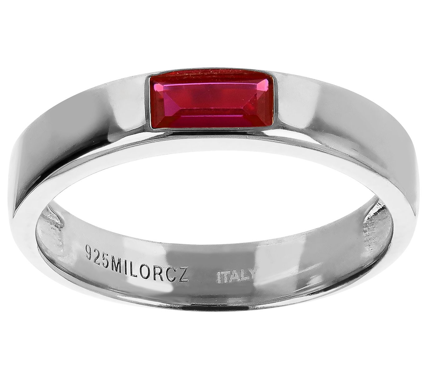 Diamonique Italia Baguette Stackable Band Ring, Sterling