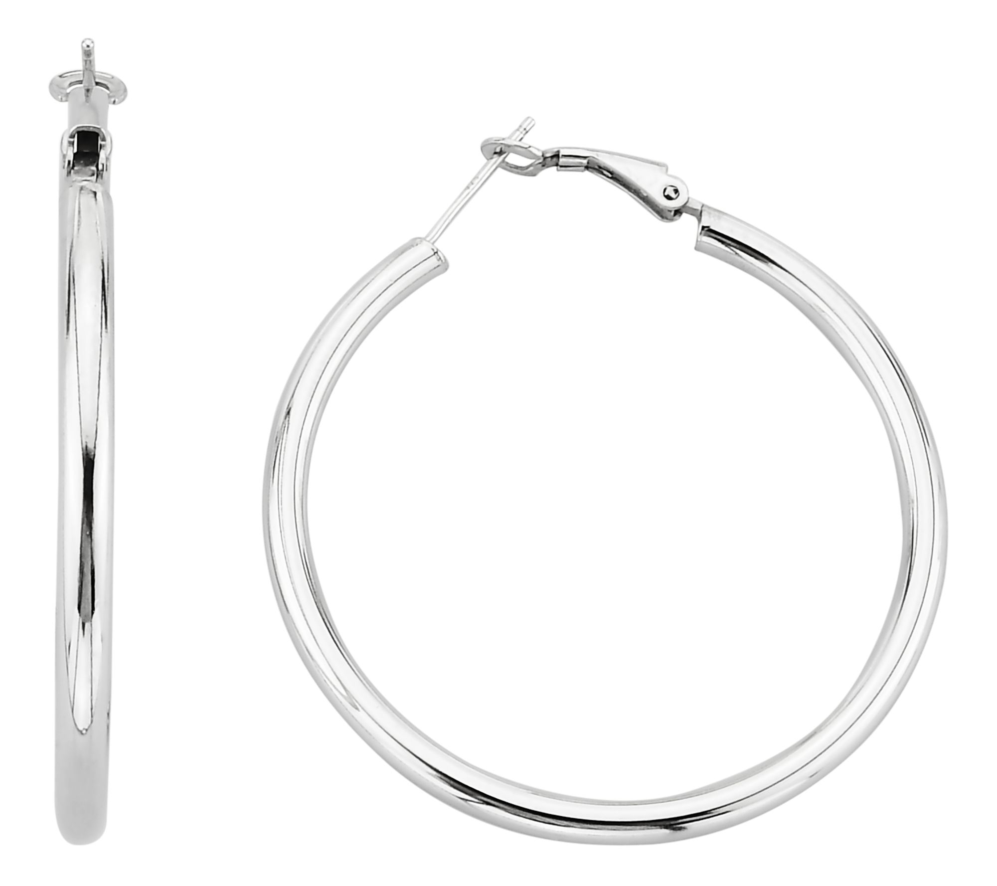 Silver Style 2" Polished Hoop Earrings, Sterlin