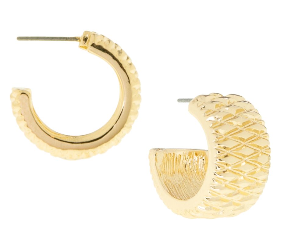 Marlyn Schiff 1/2" Quilted Wide Hoop Earrings