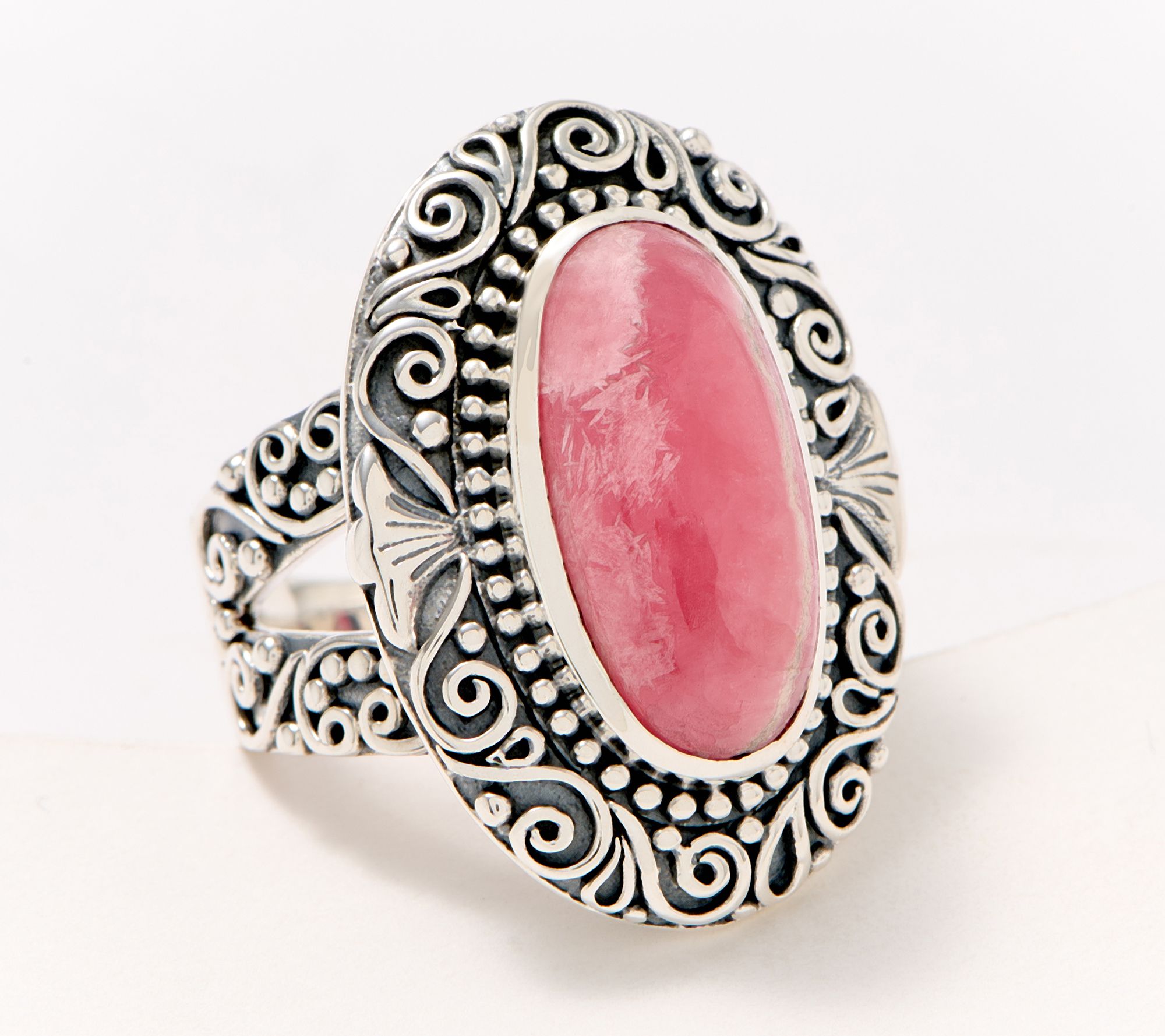 "As Is" Artisan Crafted by Robert Manse SS Oval Gem Scrollwork Ring