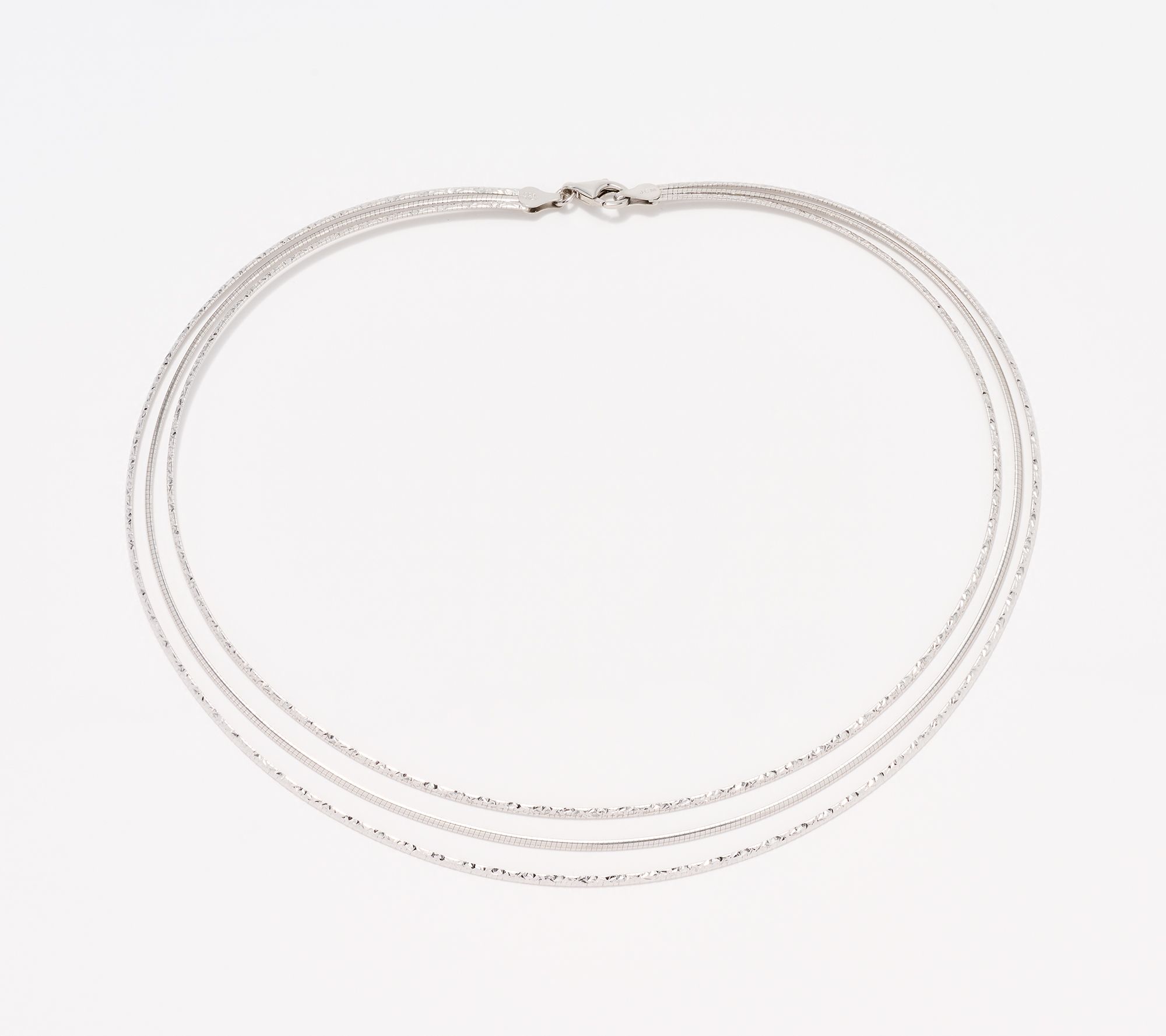 "As Is" Silver Style Triple Row Diamond Cut 17" Omega Necklace