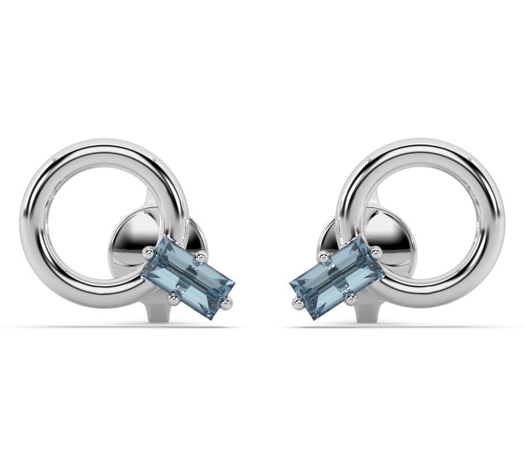 ONI Fine Jewelry Sterling Aquamarine Donut Stud Earrings