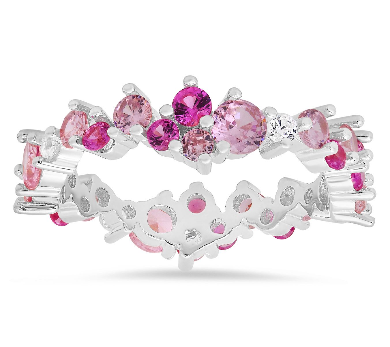 Diamonique Abstract Pink Ombre Eternity Ring, Sterling Silver