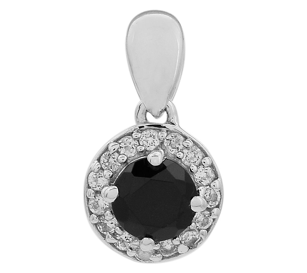 Affinity Gems Black Spinel & Topaz Halo PendantSterling