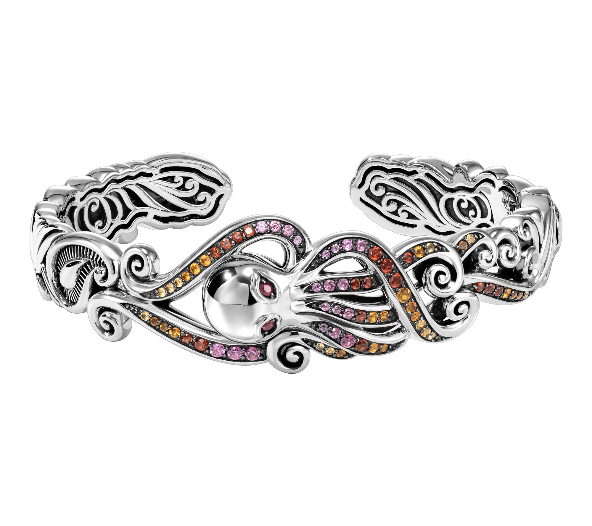 Third Person Sterling Silver a & Soul Gemstone Octopus Cuff
