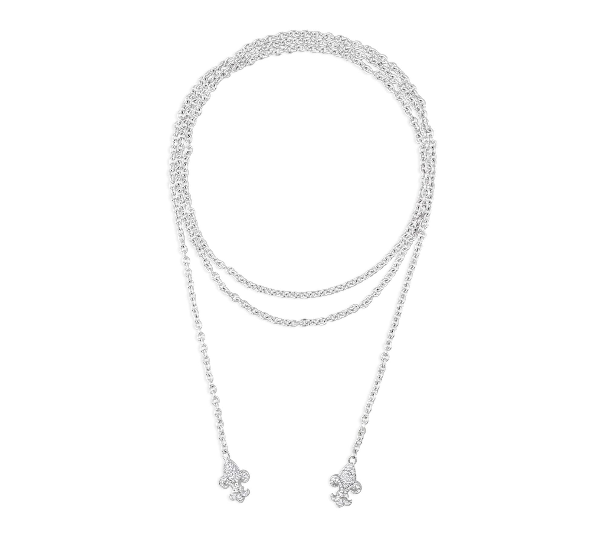 Margo Manhattan Sterling White Topaz Fleury 48"Necklace