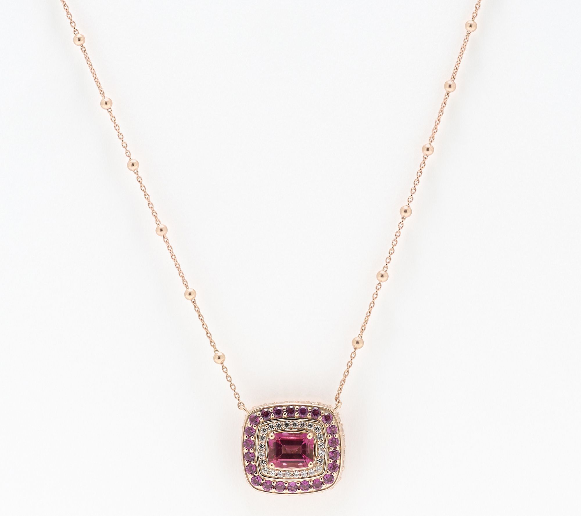Dallas Prince 14K Rose Gold Plated Pink Topaz Necklace
