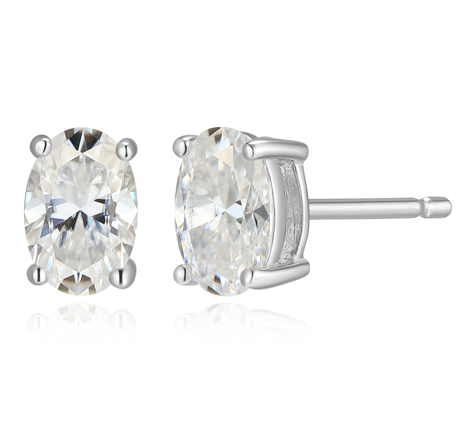Moissanite 0.85 cttw Oval Cut Stud Earrings, Sterling Silver