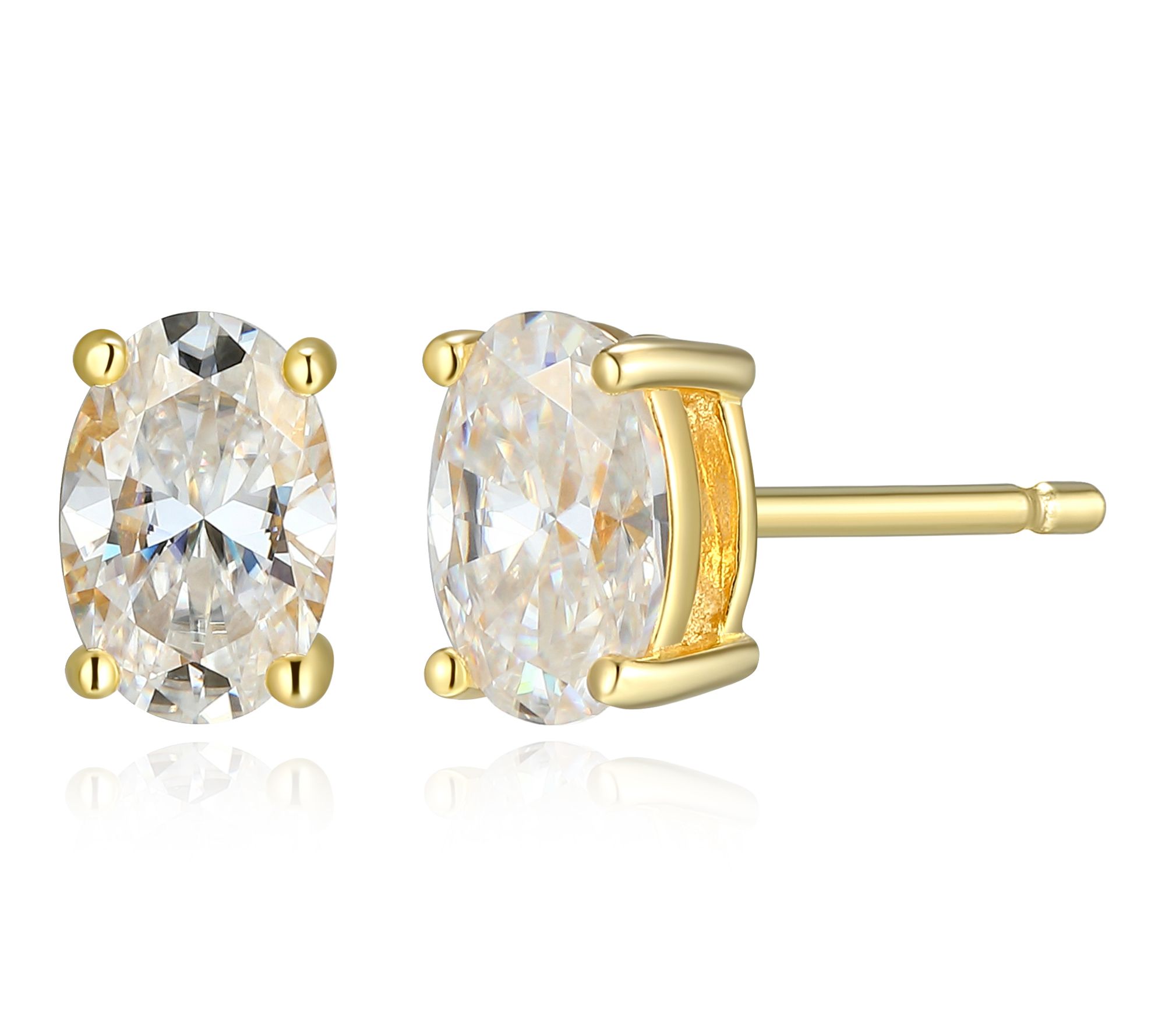 Moissanite 0.85 cttw Oval Cut Stud Earrings, Sterling Silver