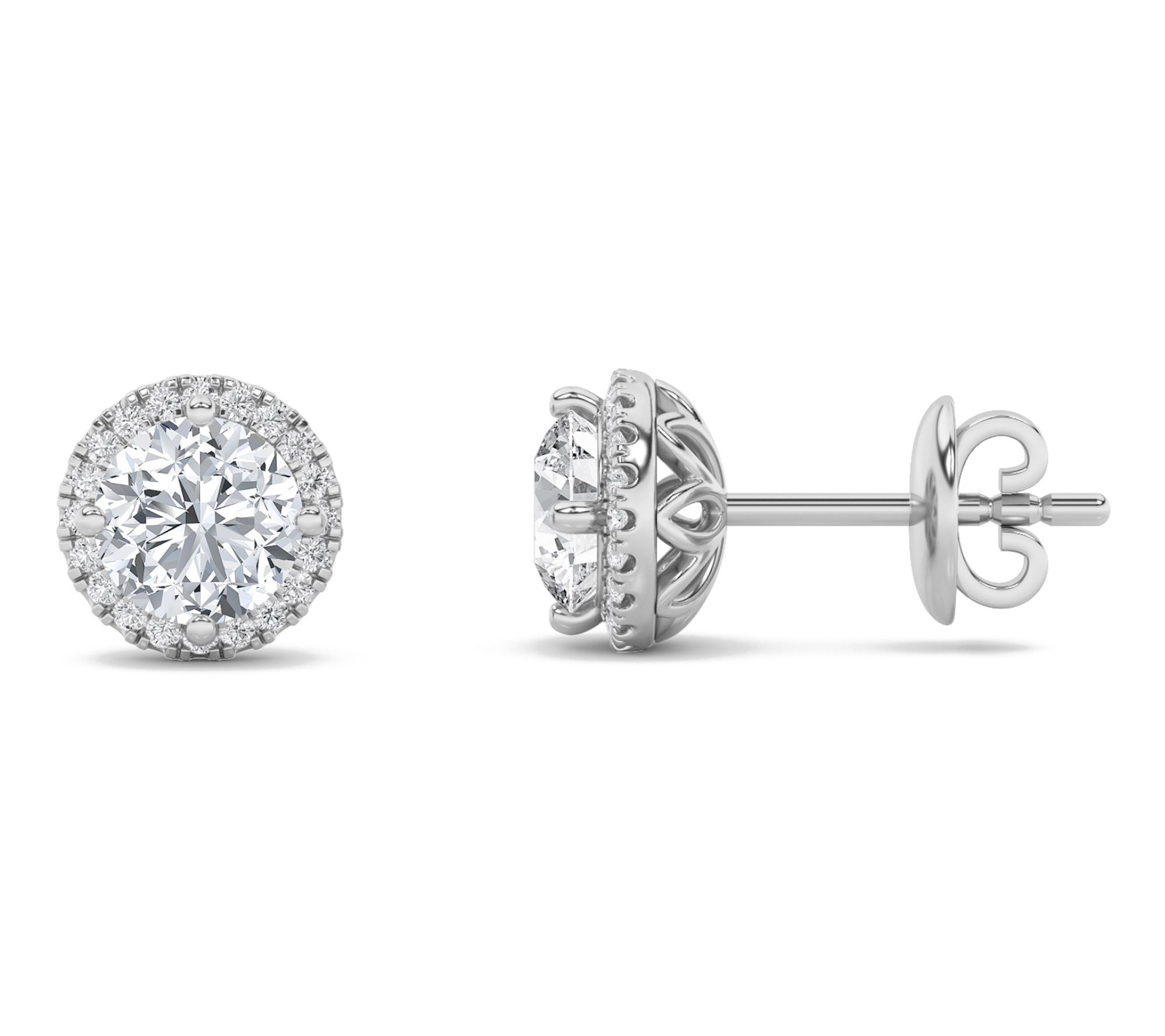 Fire Light 1.00 cttw Lab Grown Diamond Halo Stud Earrings, 14K