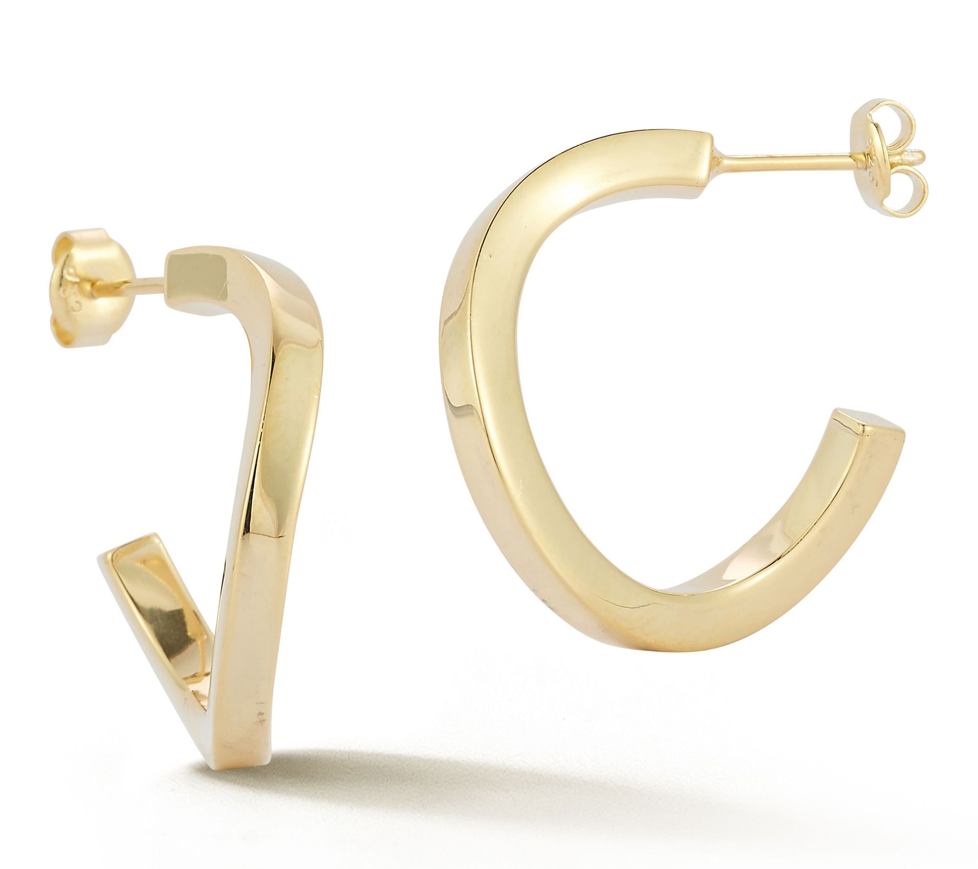 Sterlina Silver Thin Wave Hoop Earrings, Sterling