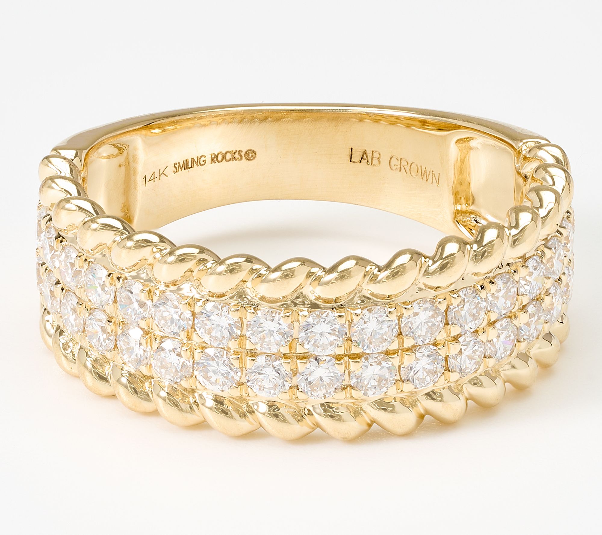 Smiling Rocks Lab Grown Diamonds 0.85 cttw Band Ring, 14k YG