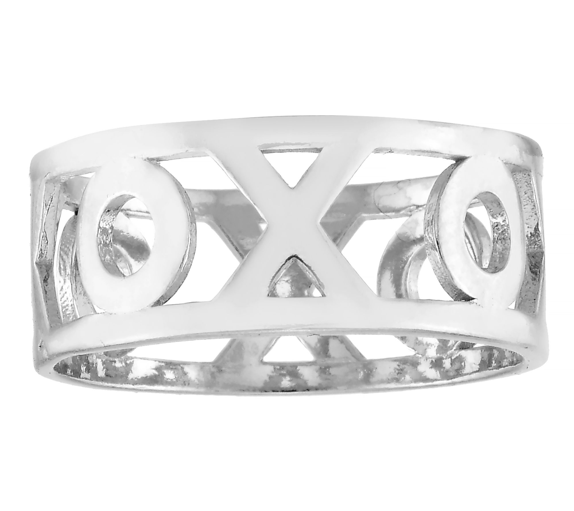 Silver Style XO Design Band Ring, Sterling