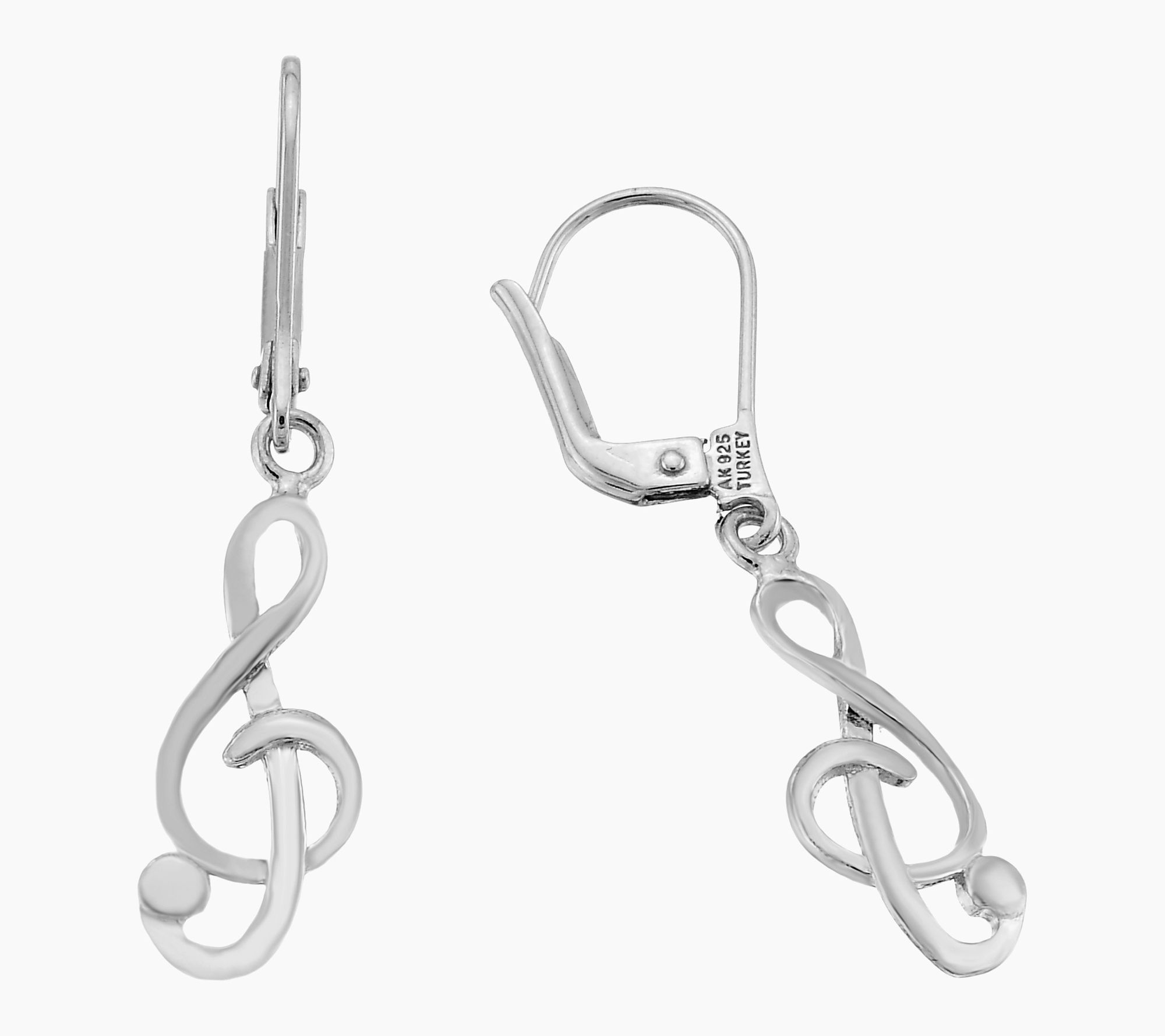 Silver Style Music Melody Design Earrings, Sterling