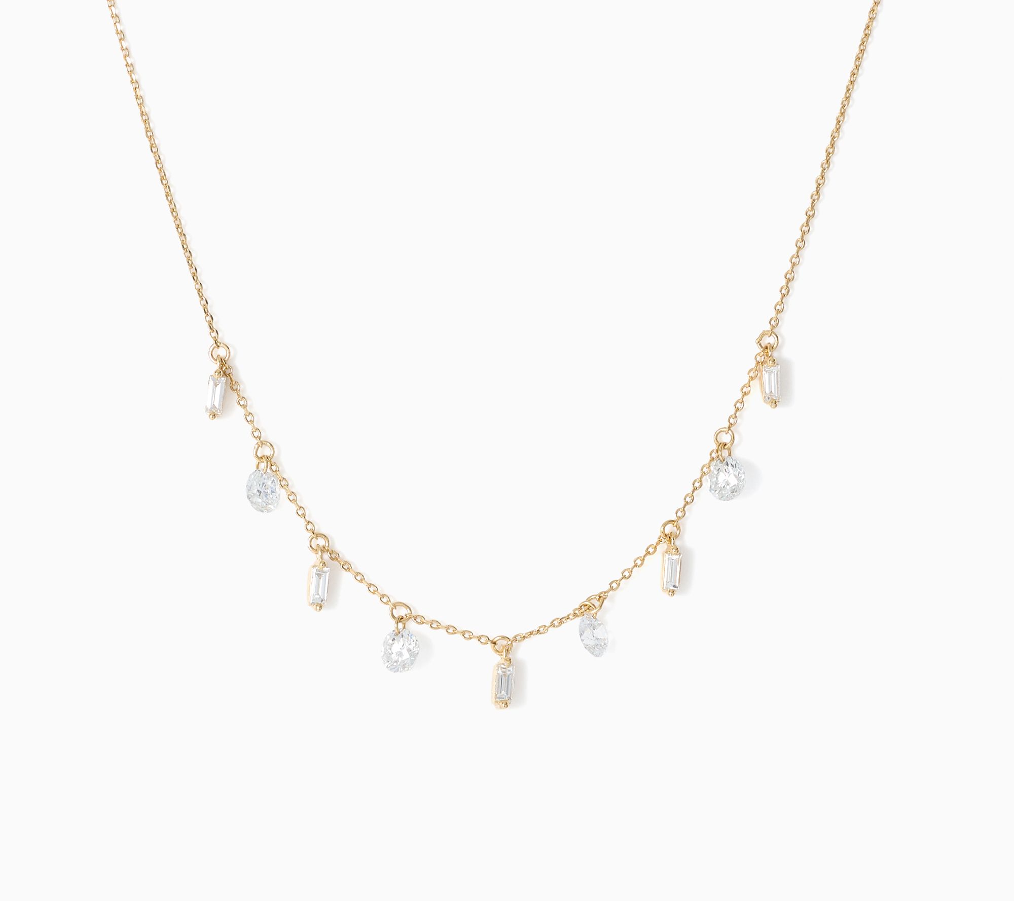Fire Light Lab Grown Diamond 1.25 ctw Mixed Cut Necklace, Sterling Silver