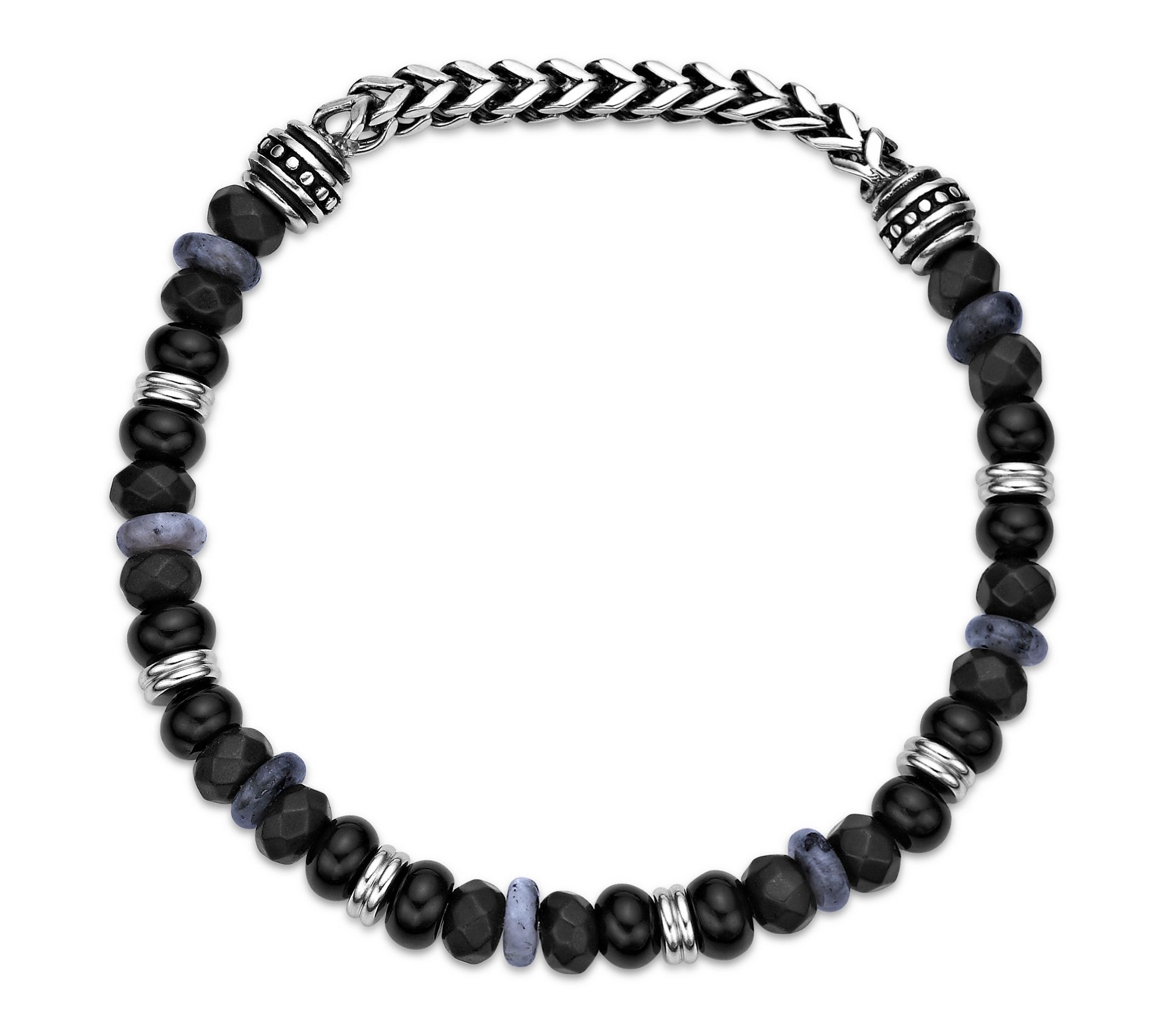 LYNX Men's Stainless Steel Multi-Gemstone Bead Bracelet