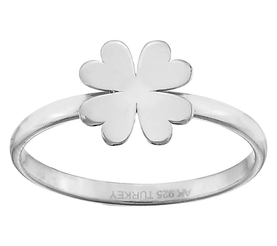 Silver Style Clover Design Band Ring, SterlingSilver