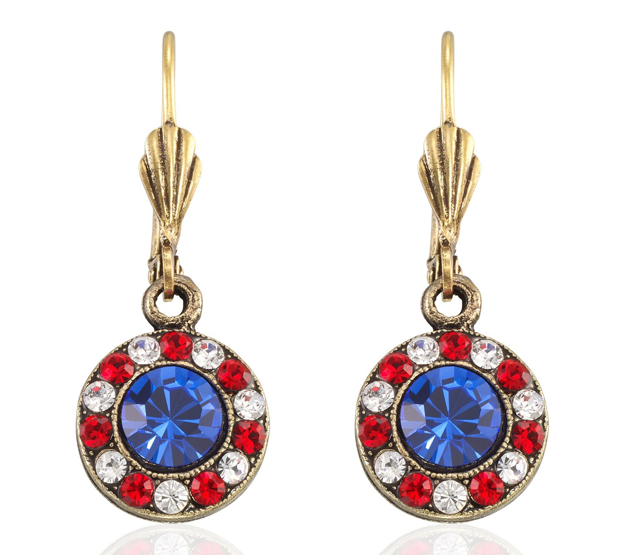 Anne Koplik Americana Crystal Halo Dangle Earrings