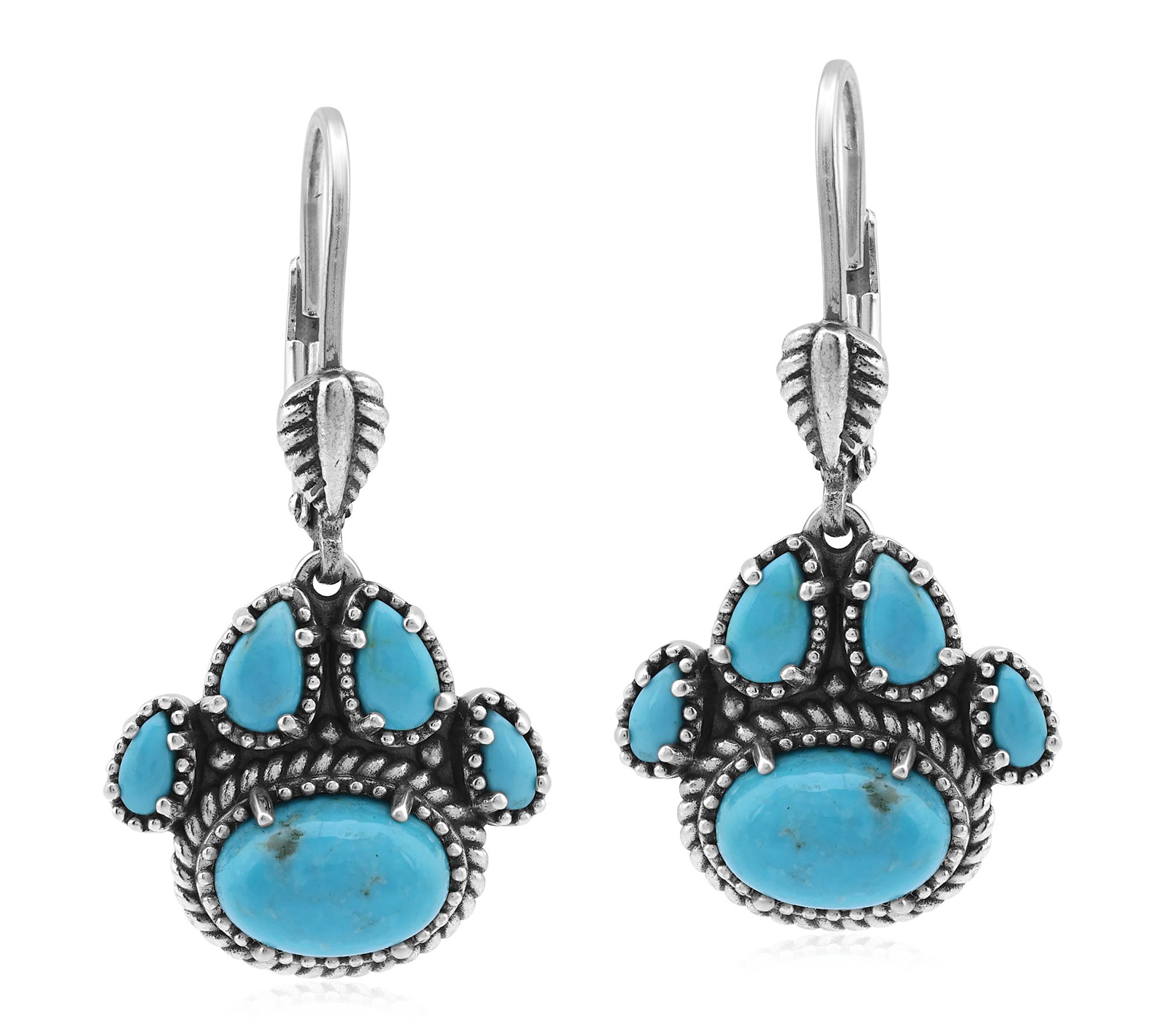 American West Sterling Gemstone Pawprint LeverB ck Earrings