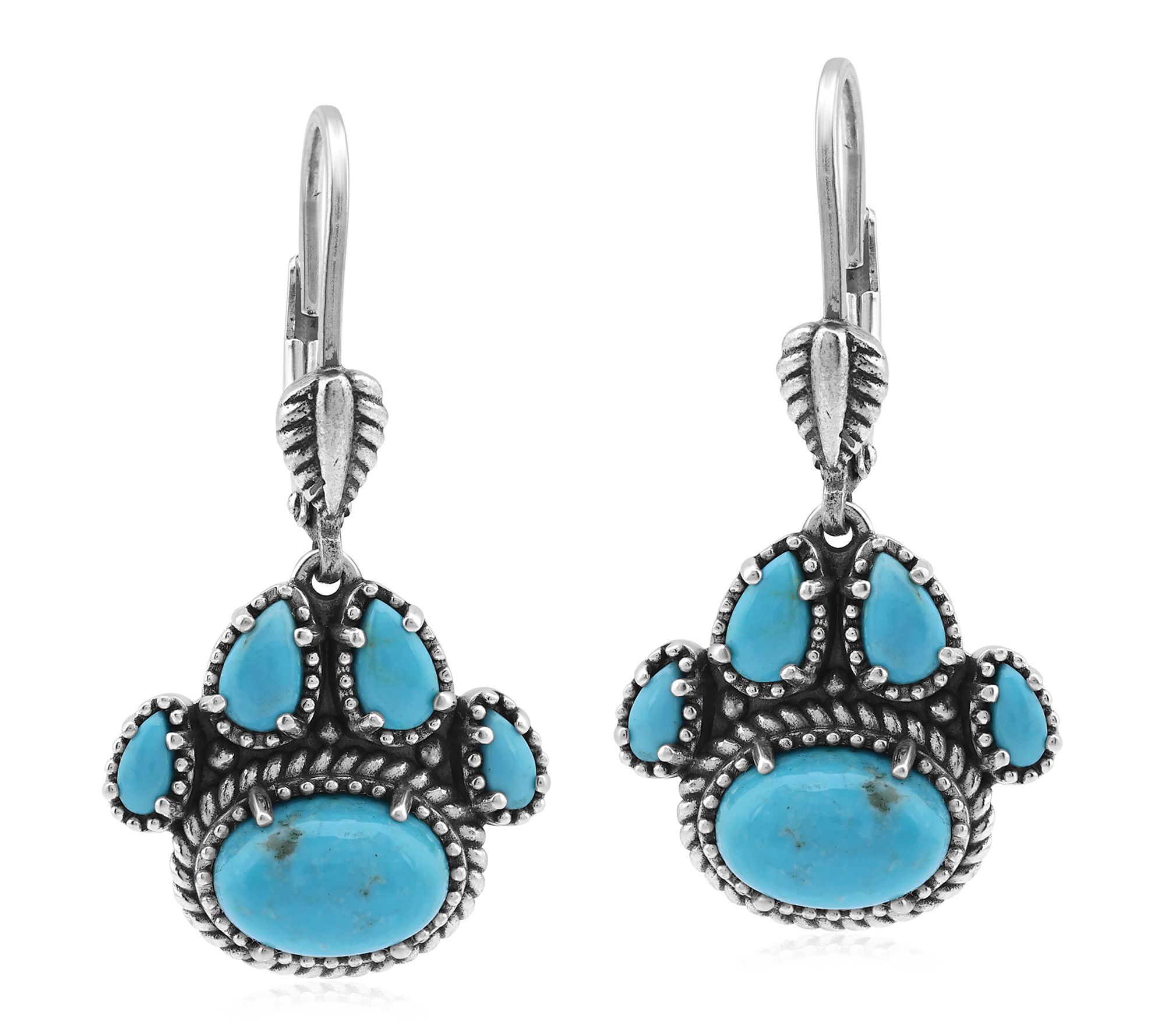 American West Sterling Gemstone Pawprint LeverBack Earrings