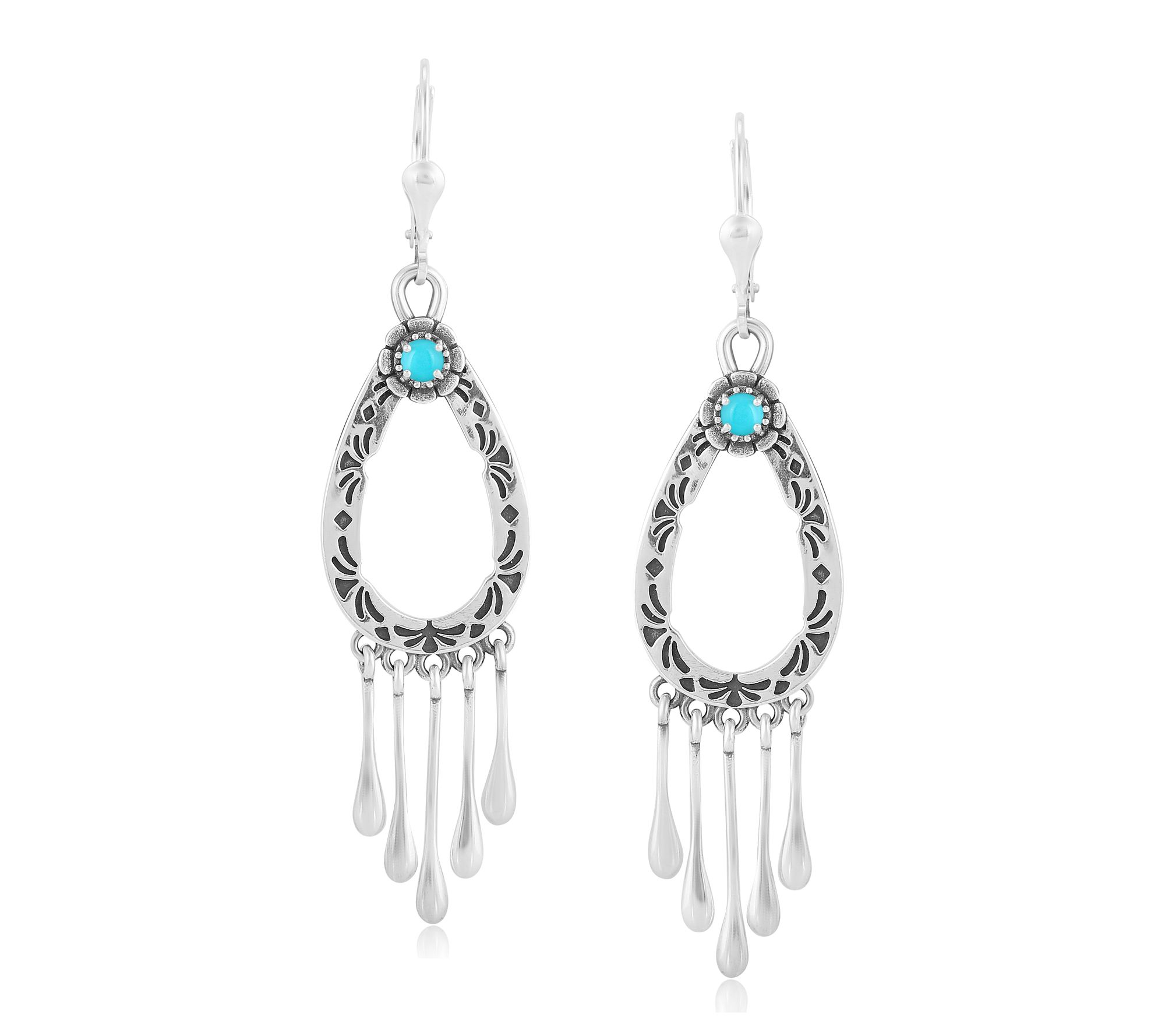 American West Sterling Turquoise Dangle Earrings