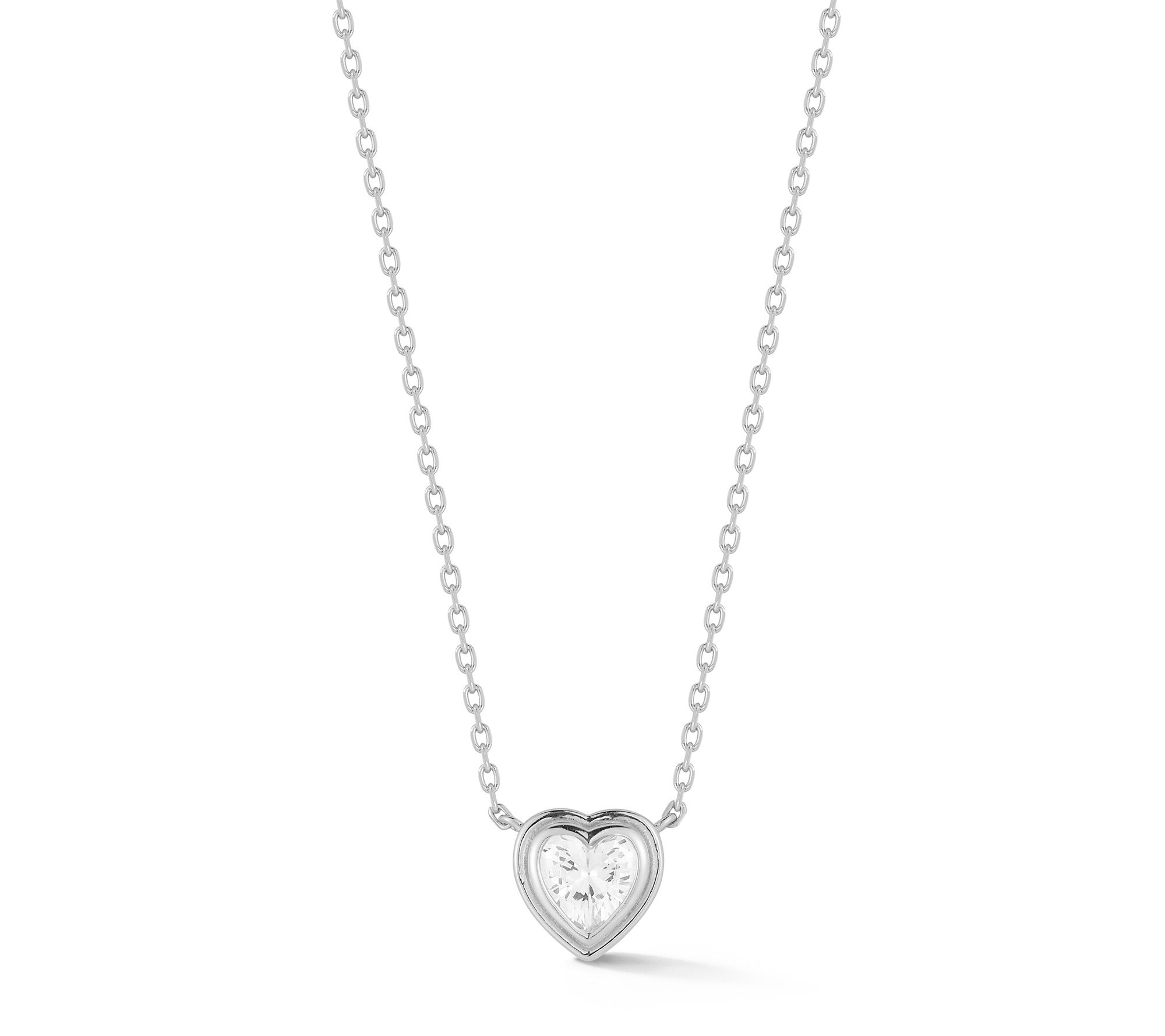 Sterlina Silver Heart Solitaire Pendant w/ Chain,