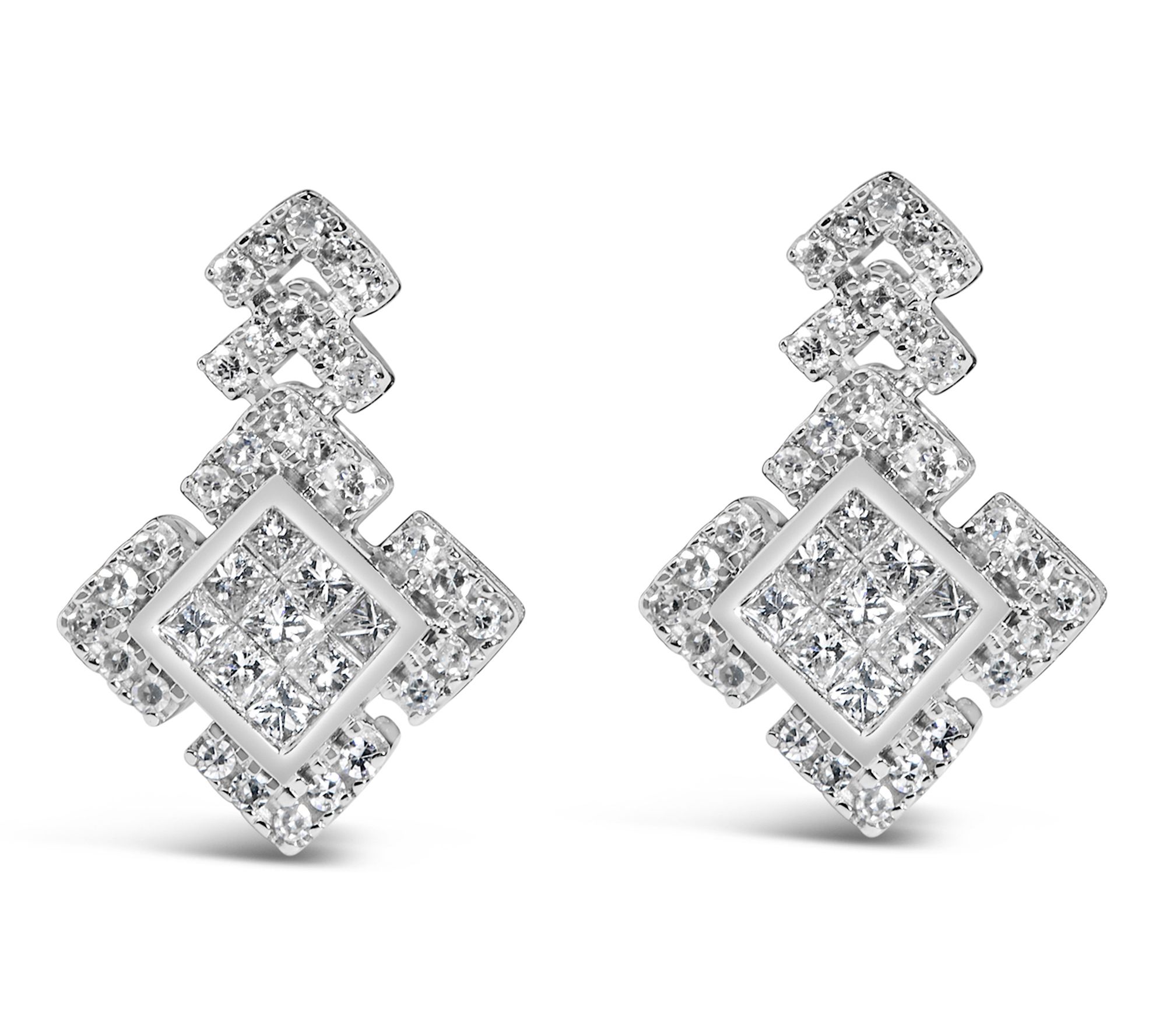 Haus of Brilliance Diamond Geometric Drop Earrings, 10K Gold