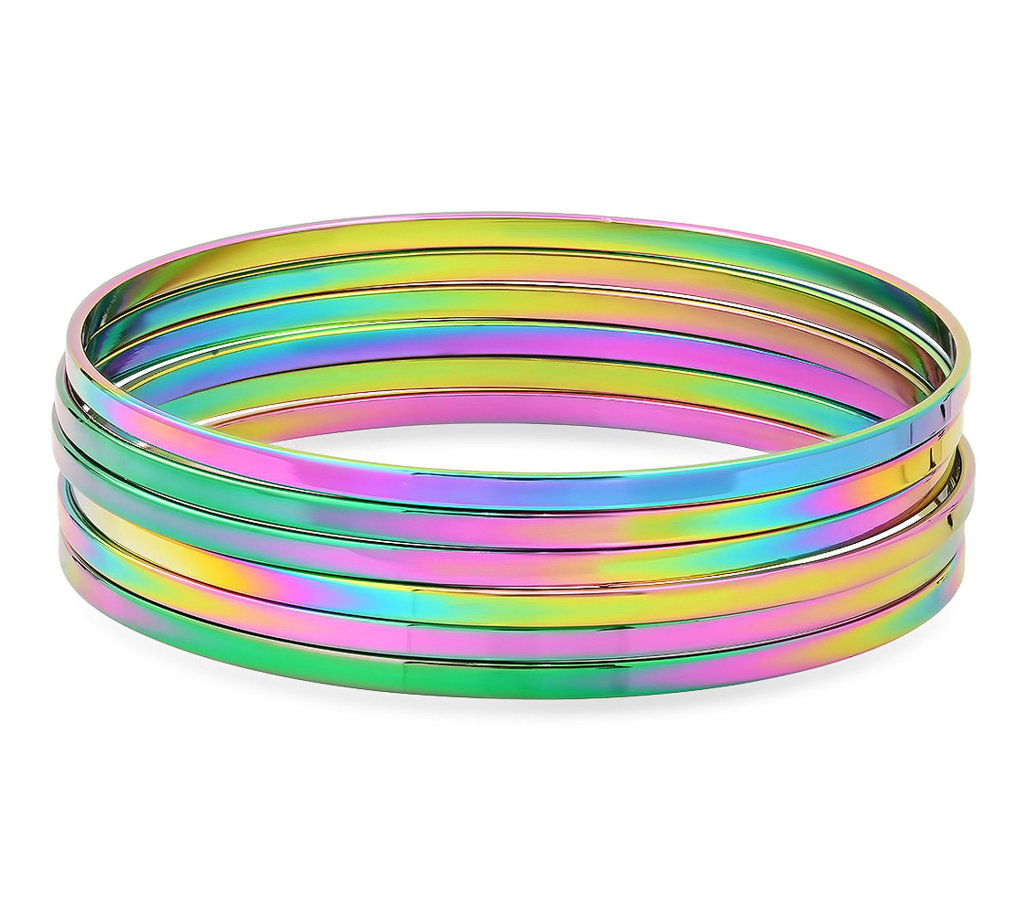 Steel by Design Set of 6 Multi-Colored Bangle Bracelets