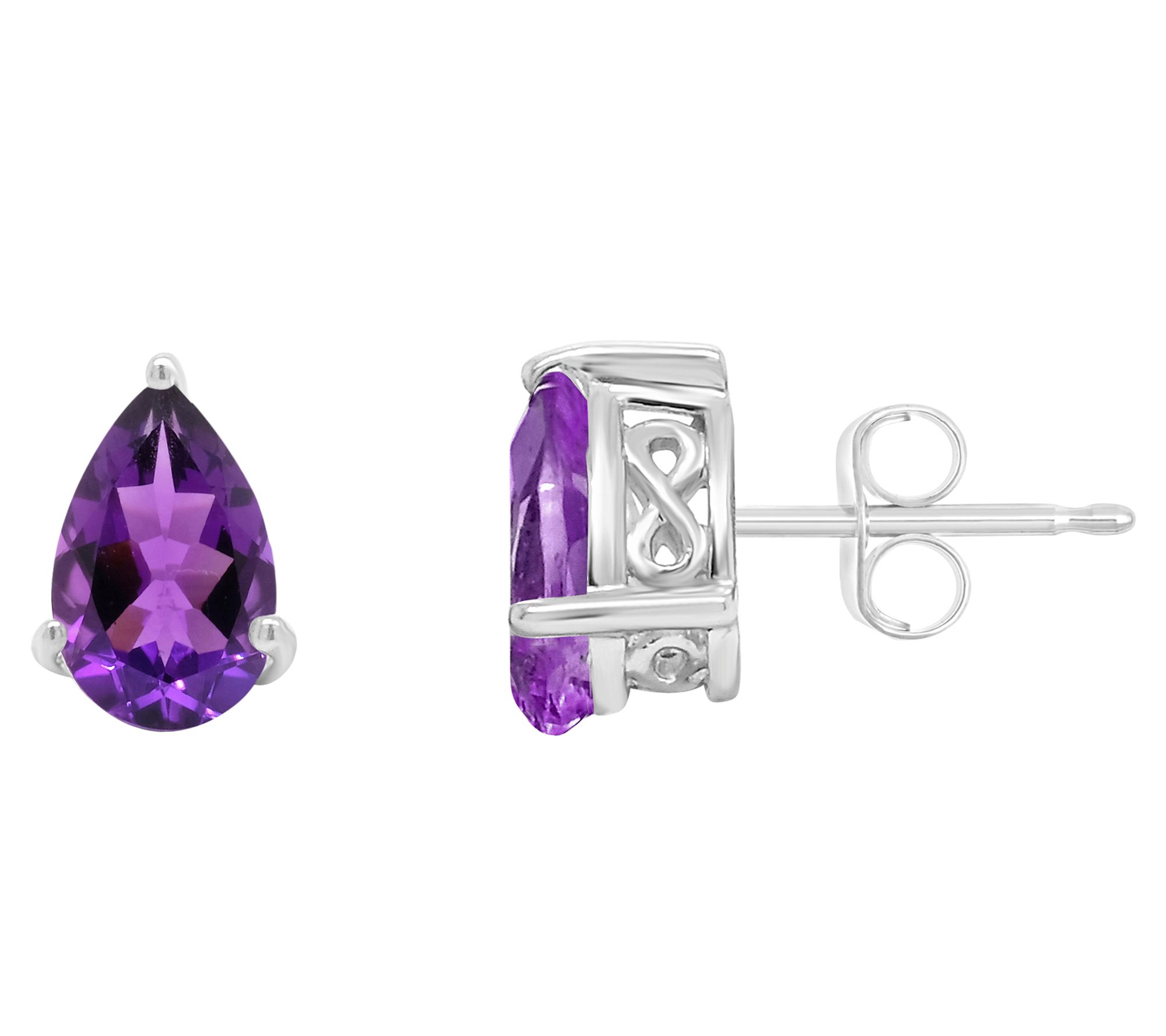 14K Gold 8x5mm Pear Shaped Amethyst Stud Earrings