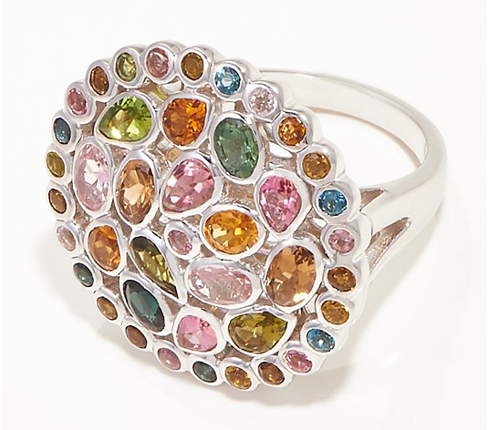 Sterling Silver Multi Color Tourmaline 3.20 cttw Ring - QVC.com
