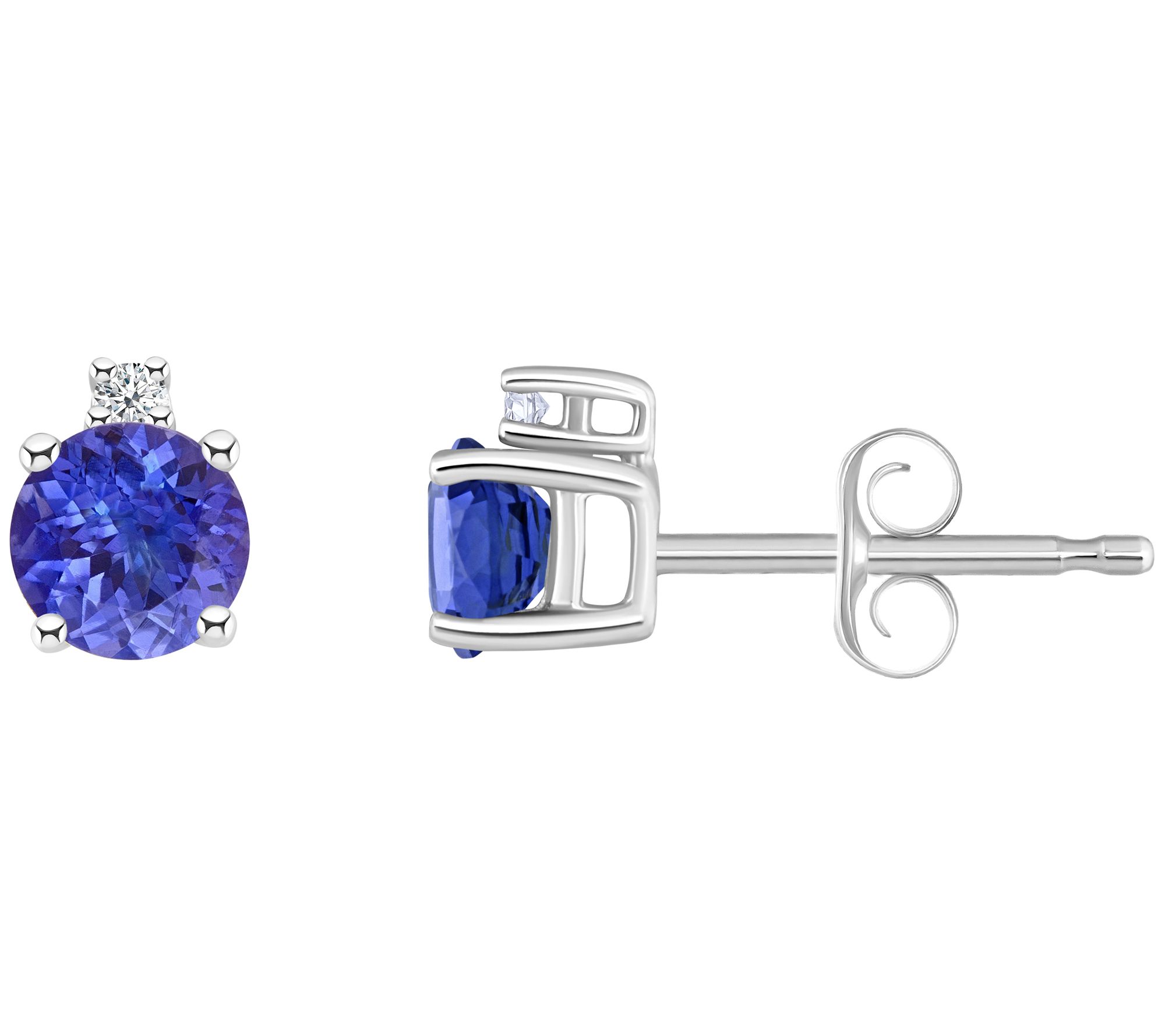 14K Round 0.55 cttw Tanzanite & Diamond Accentd Earrings