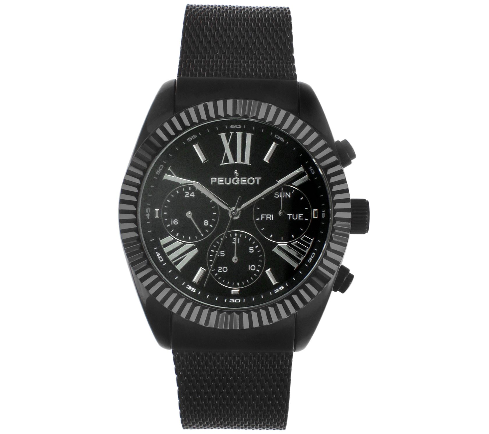 Peugeot Men's Stainless Multifunction Mesh Bracelet Watch
