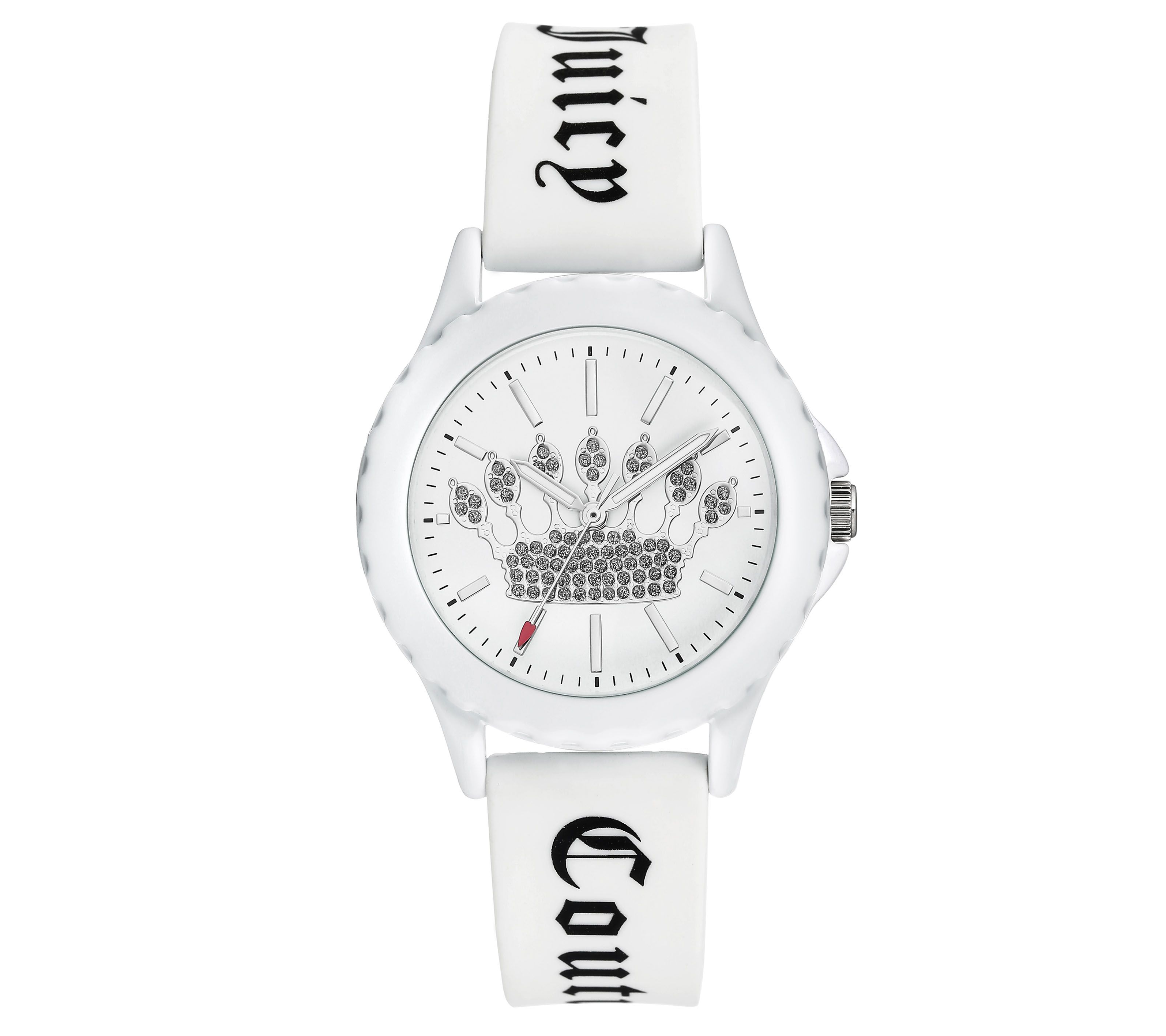 Juicy Couture Ladies White Sparkle Crown Watch QVC