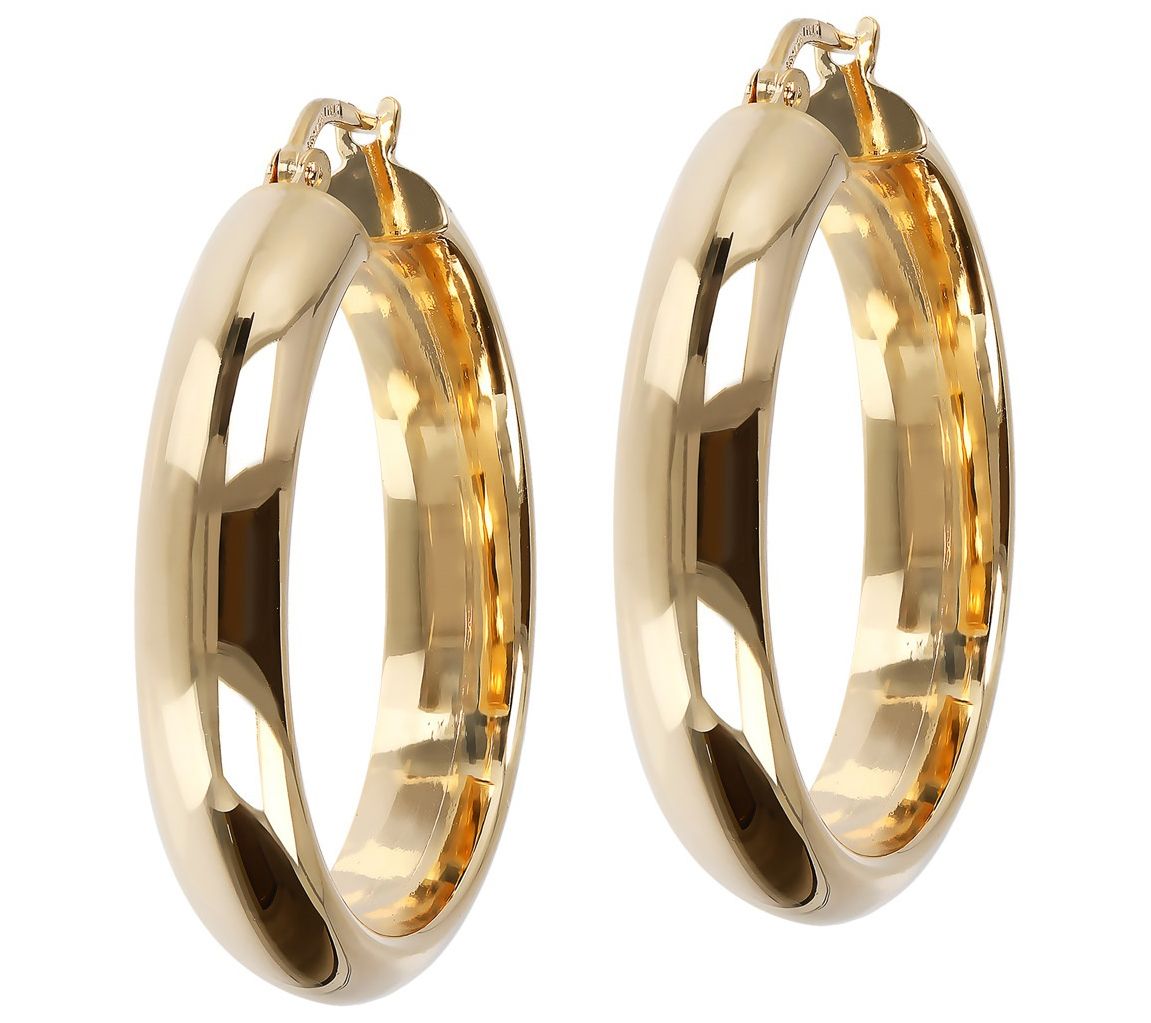 Bronzo Italia 1-1/4" Round Polished Hoop Earrin gs