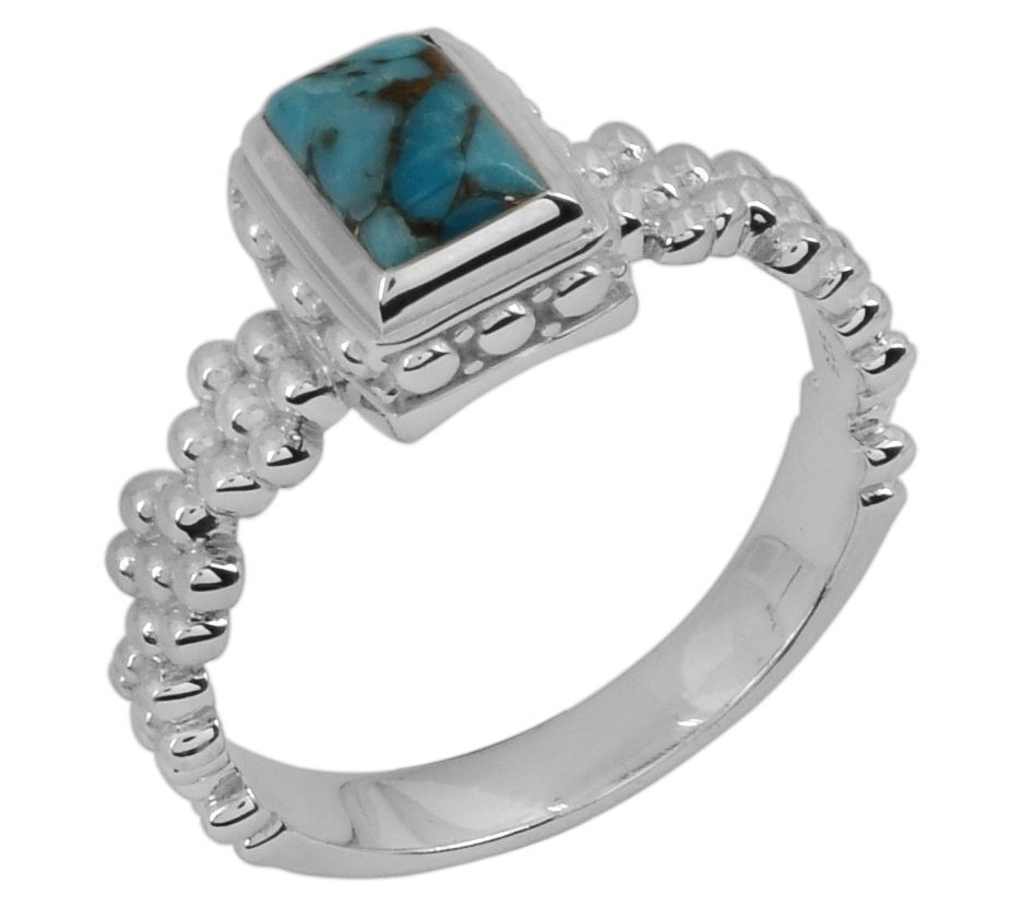 Turquoise Baguette Bezel-Set Sterling Silver Ring